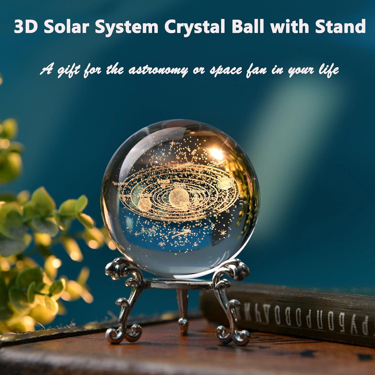Bola de Cristal 3D Sistema Solar IFOLAINA 6cm con Soporte