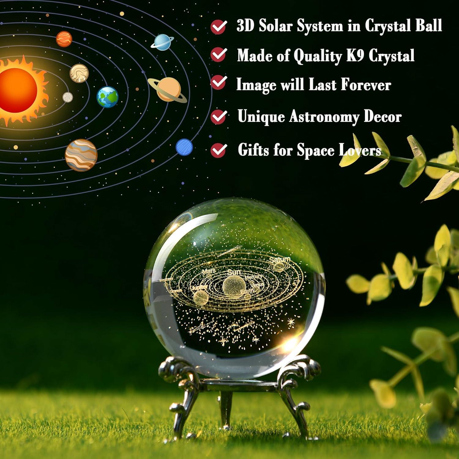 Bola de Cristal 3D Sistema Solar IFOLAINA 6cm con Soporte