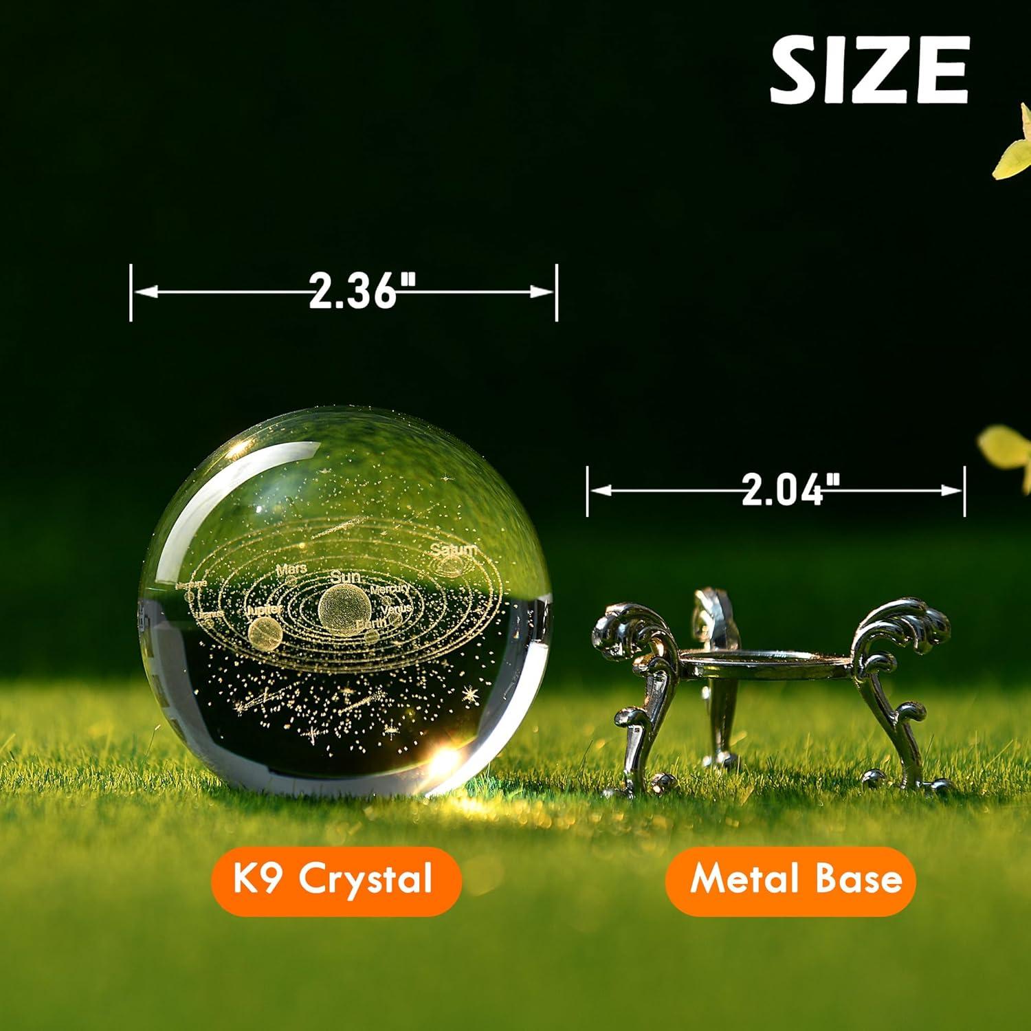 Bola de Cristal 3D Sistema Solar IFOLAINA 6cm con Soporte