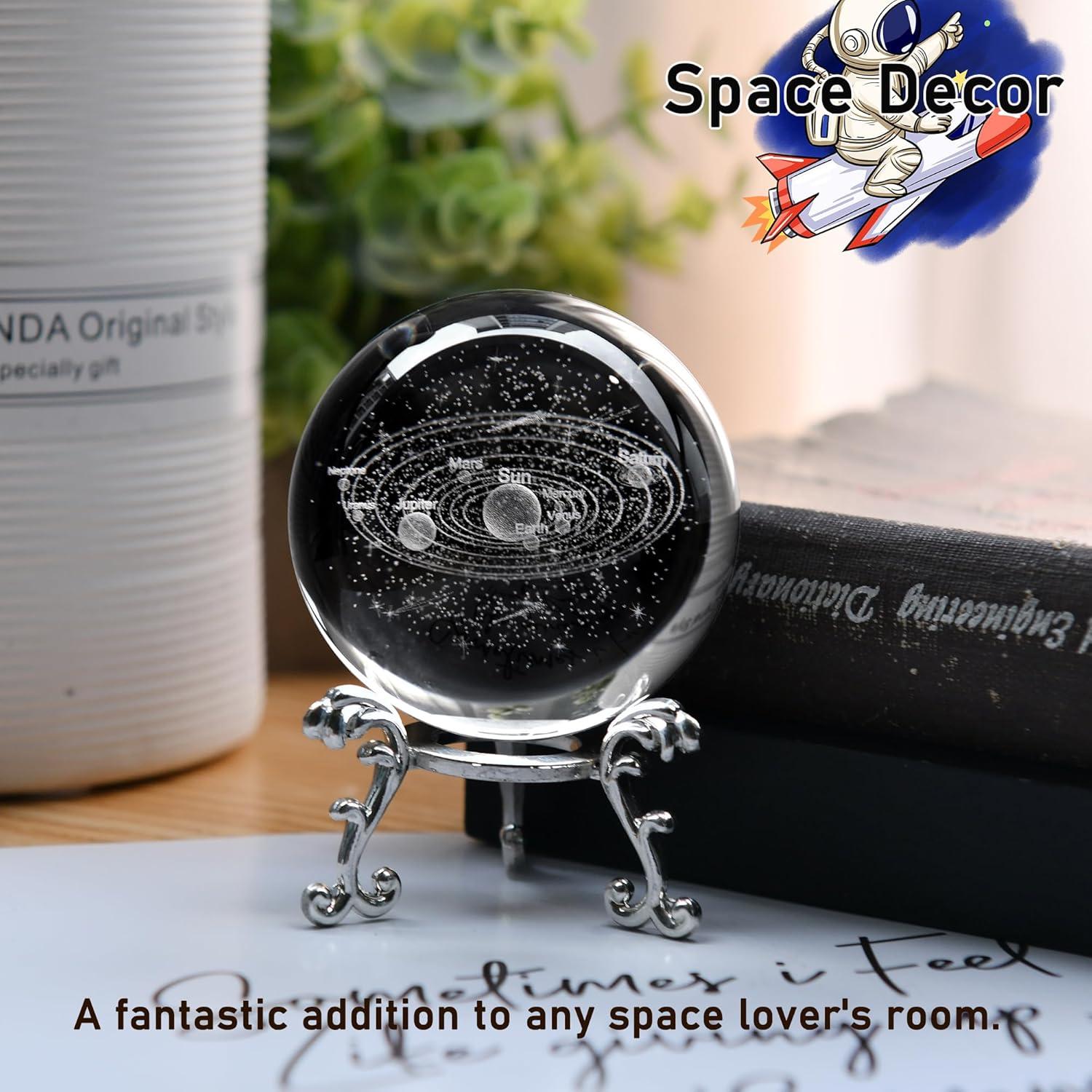 Bola de Cristal 3D Sistema Solar IFOLAINA 6cm con Soporte