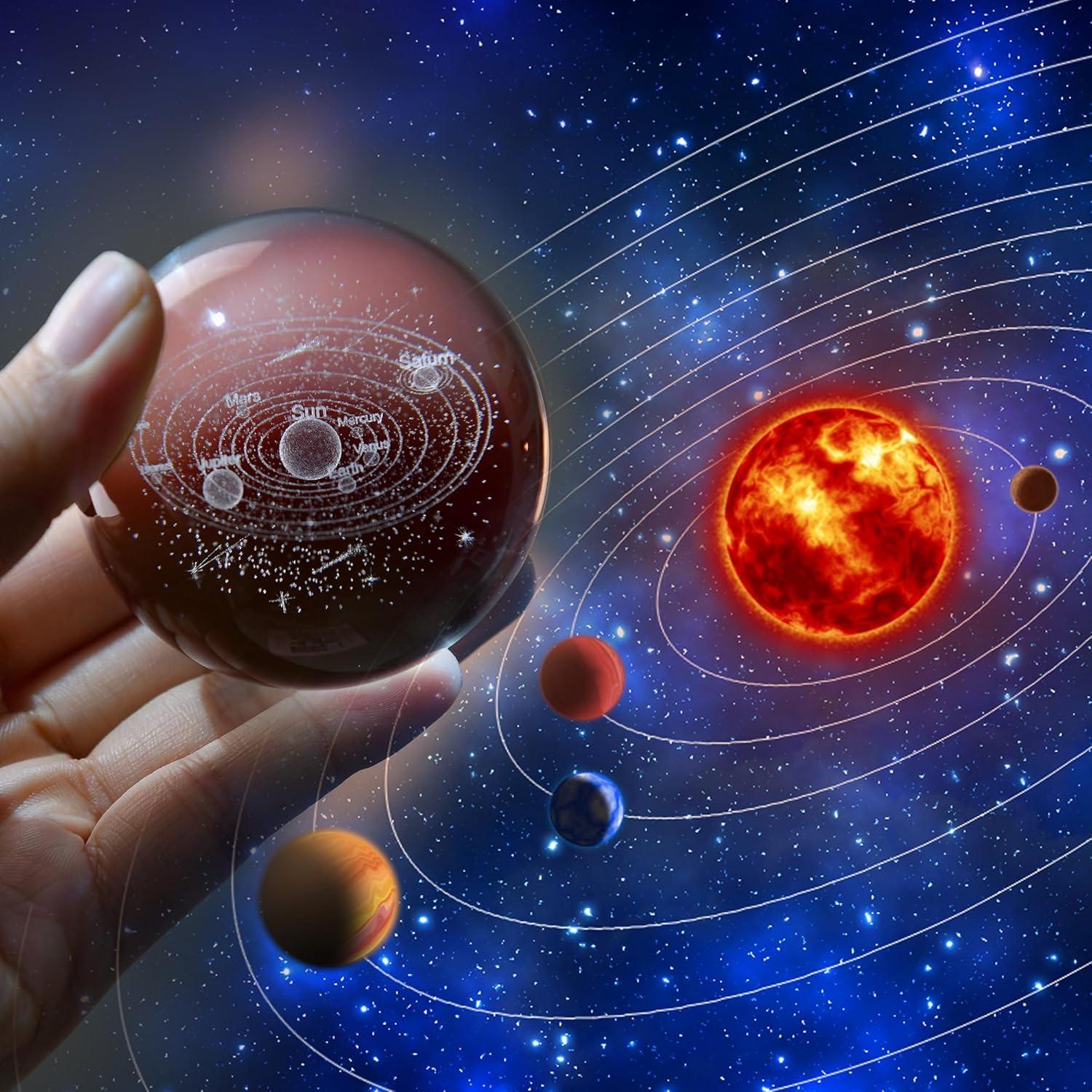 Bola de Cristal 3D Sistema Solar IFOLAINA 6cm con Soporte