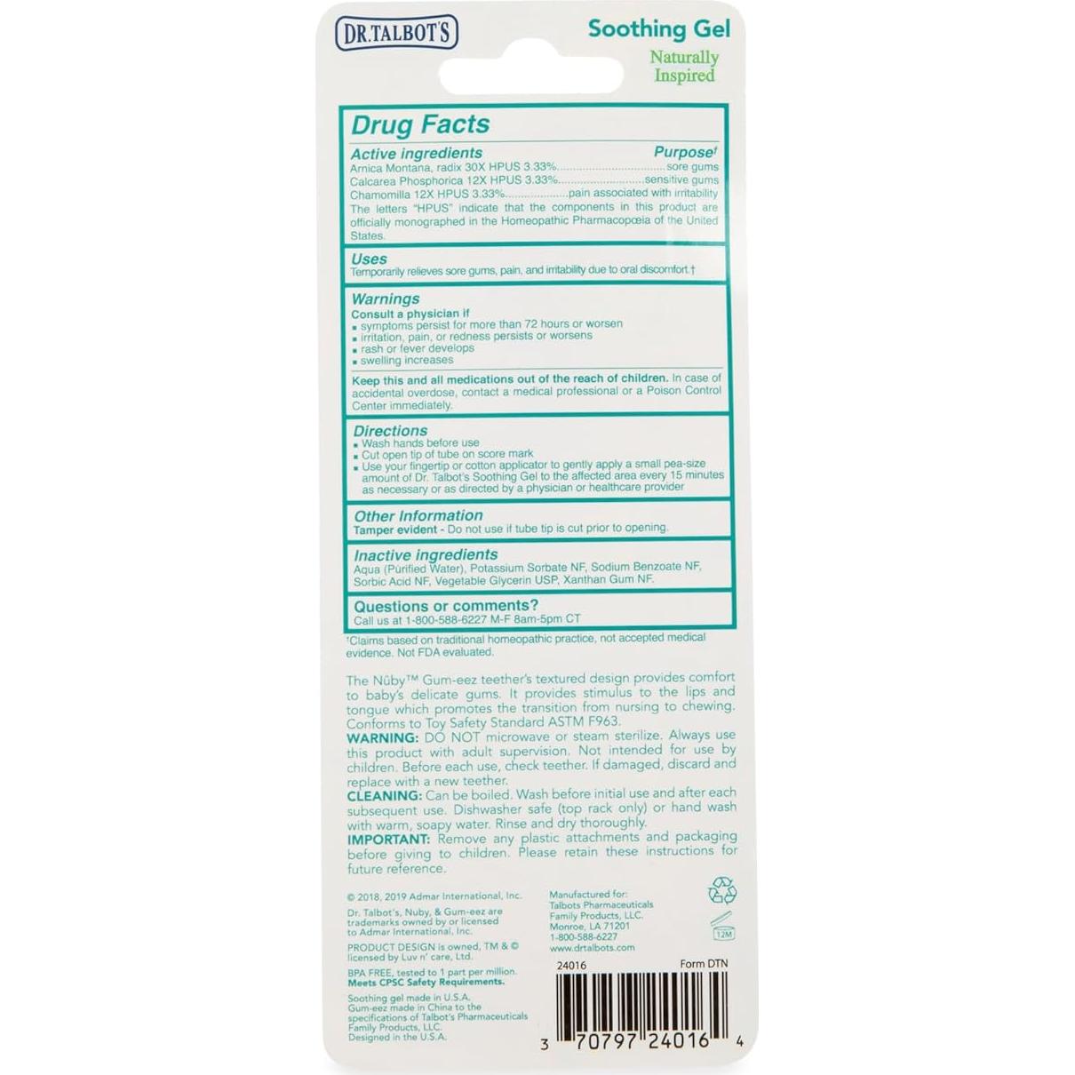 Gel Calmante Dr. Talbot + Mordedor Silicona Gum-EEZ - 2 Piezas