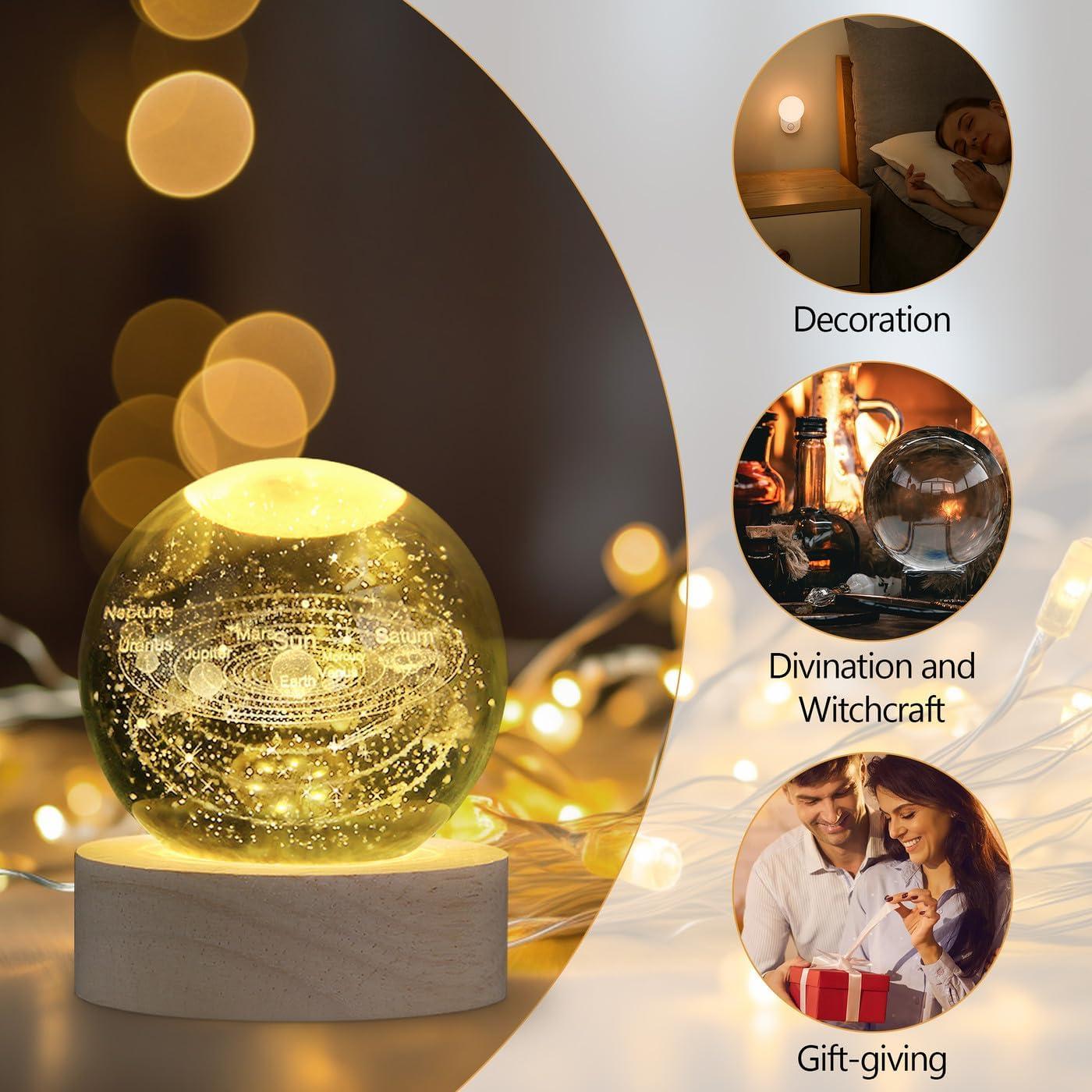 Bola de Cristal 3D Sistema Solar MAIBAOTA 12 cm Decoración