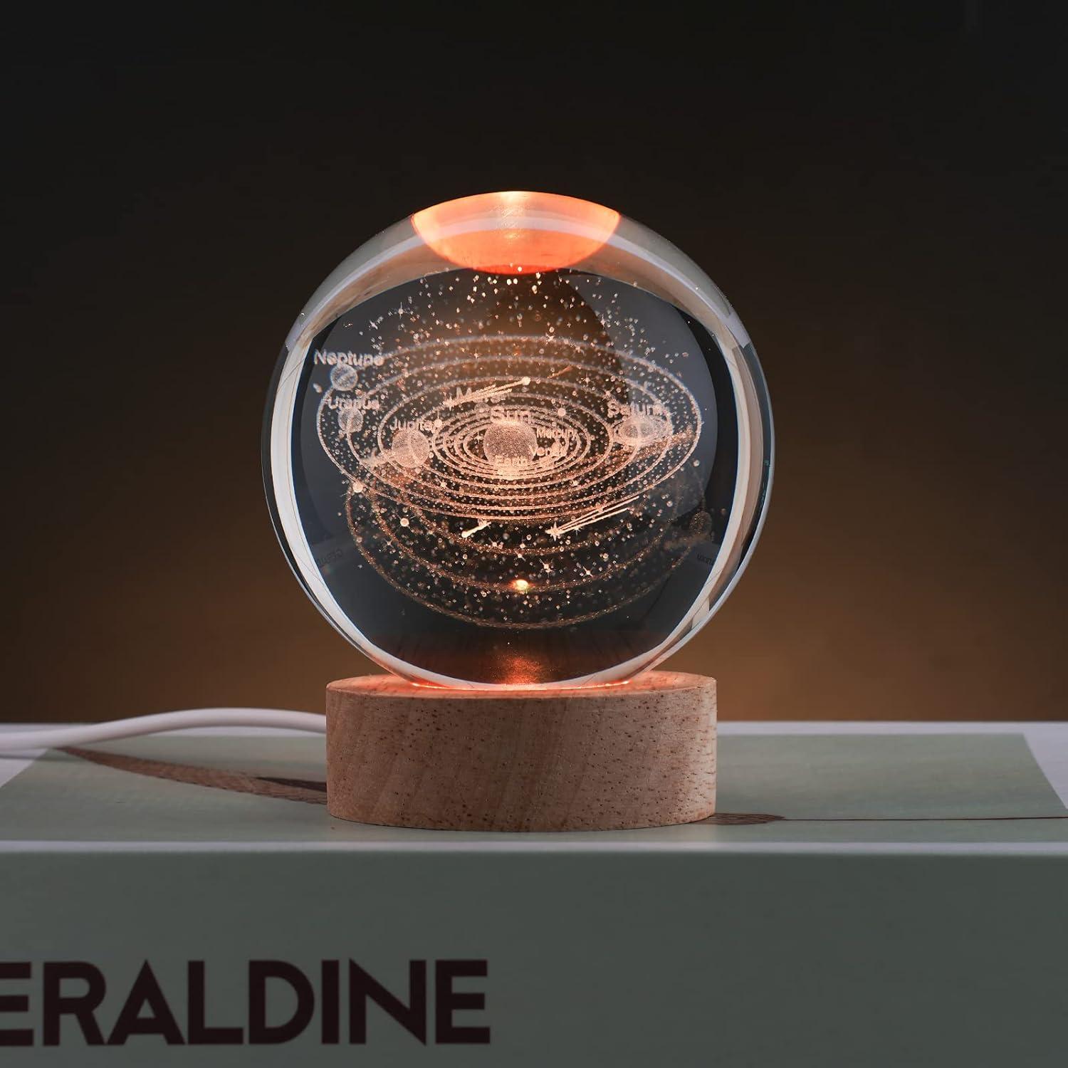 Bola de Cristal 3D Sistema Solar JANARARY 8cm con Control Remoto