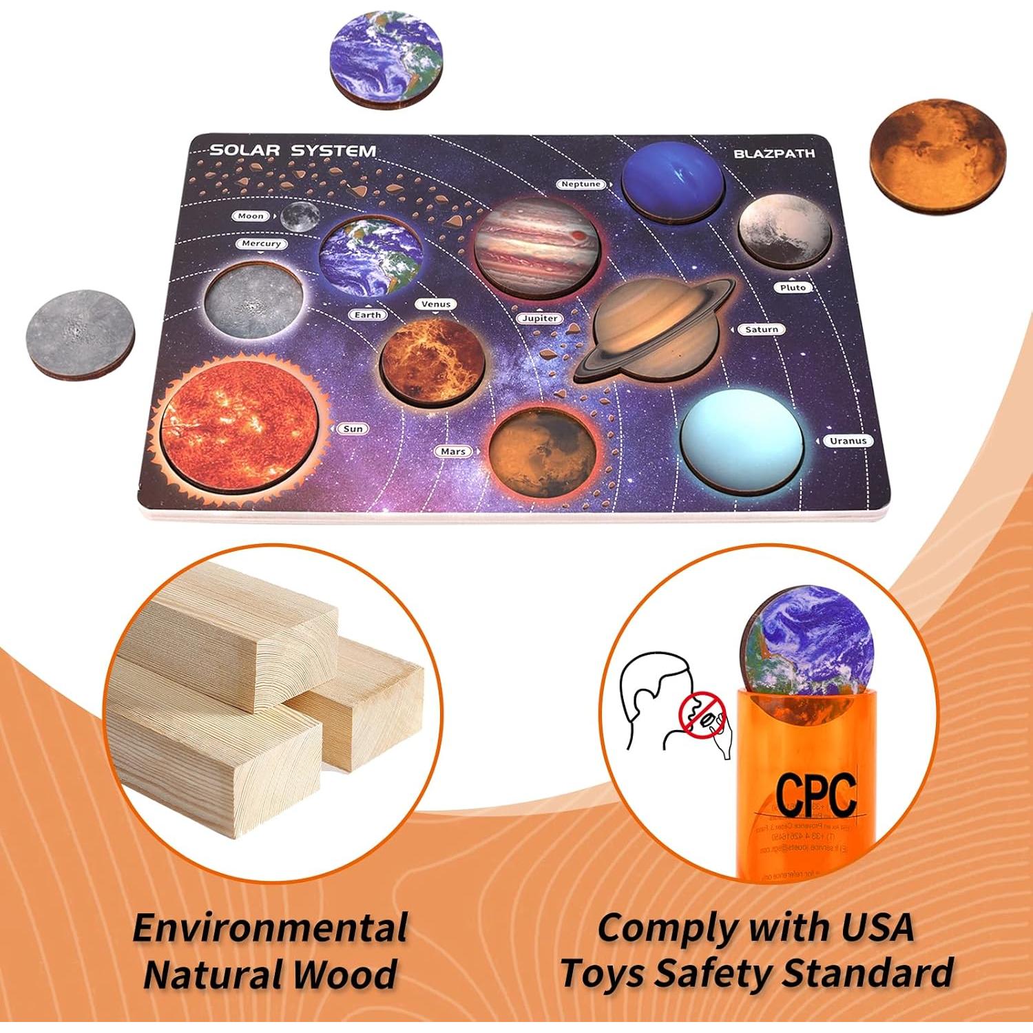 Rompecabezas de Madera Sistema Solar BLAZPATH 10 Piezas 1 cm