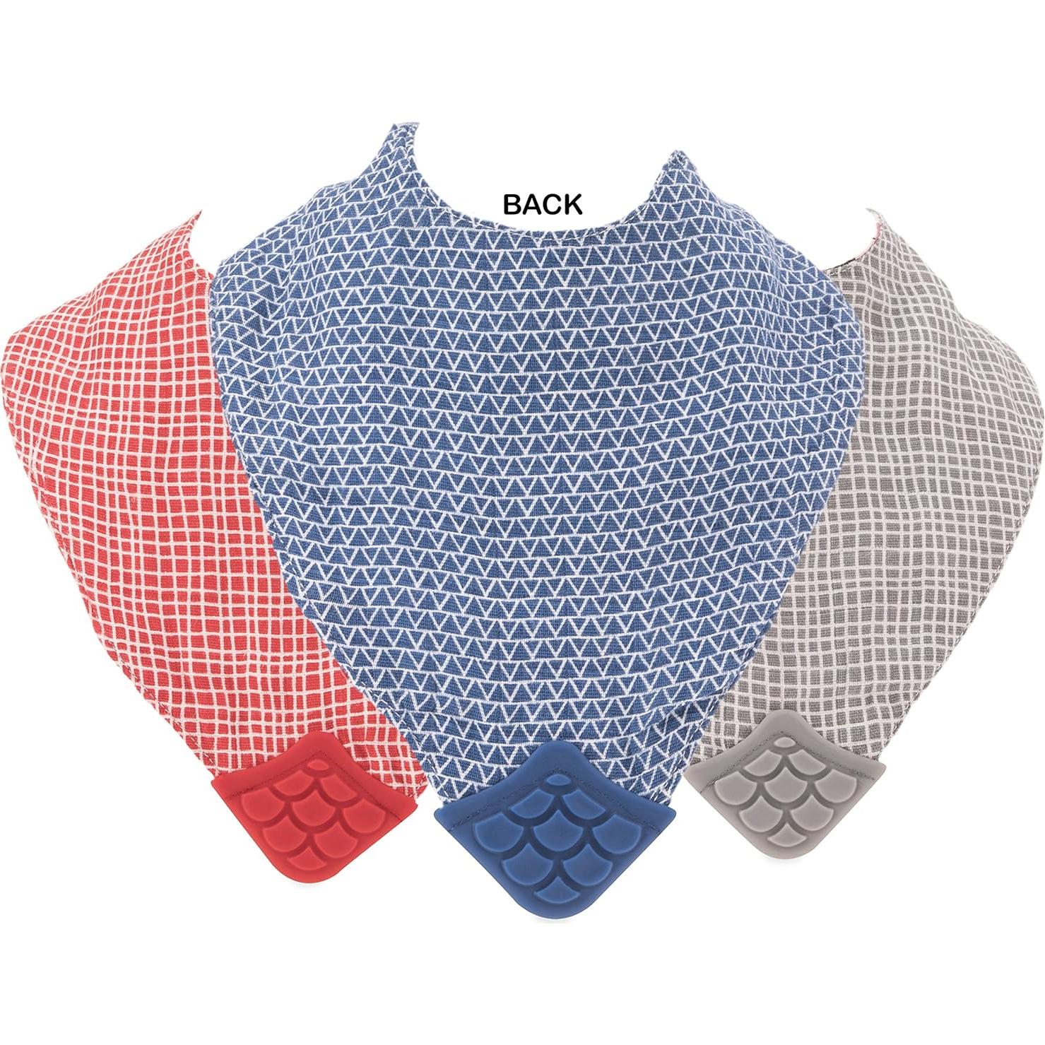 Babero de Dentición Nuby 3 Piezas Algodón 100% Natural Reversible