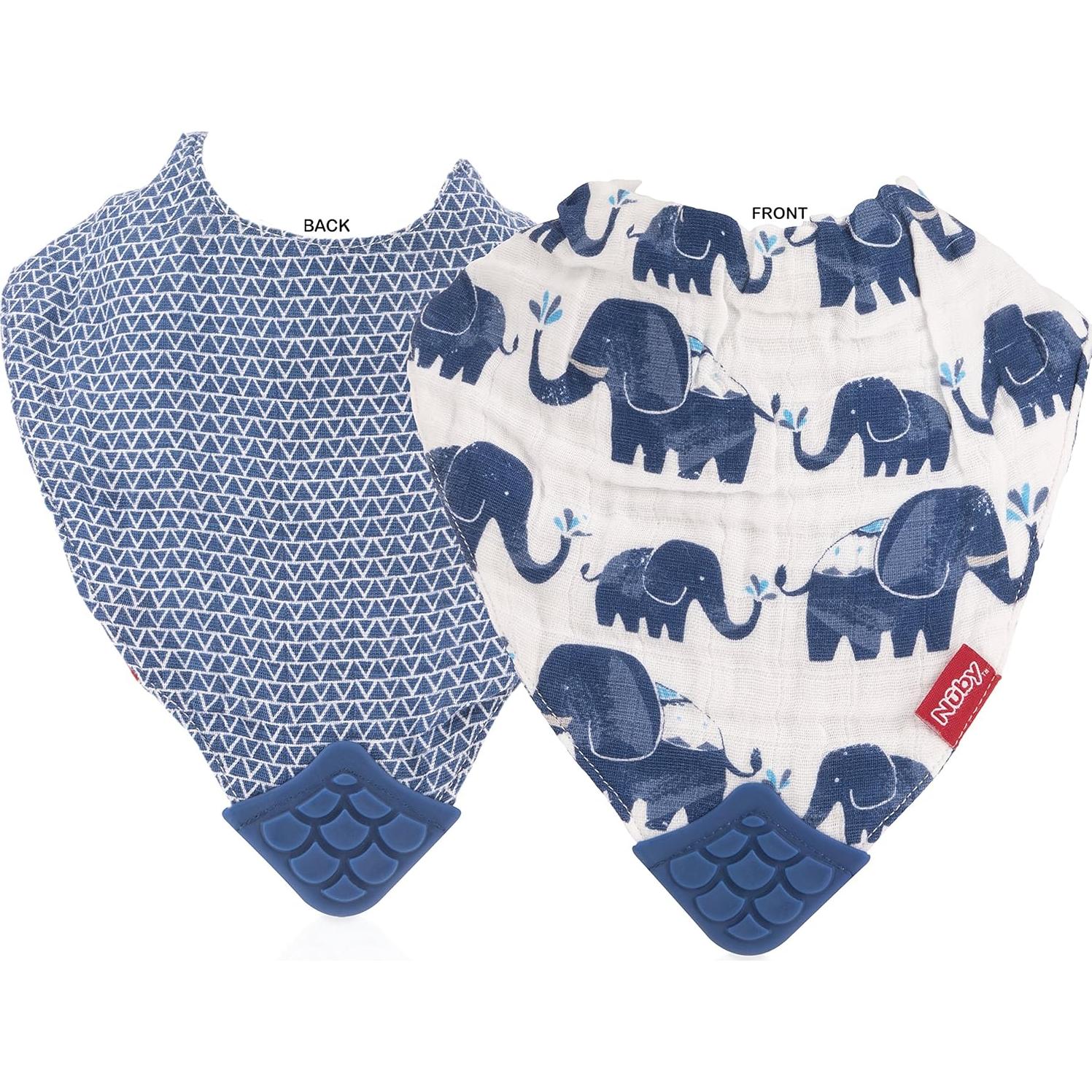 Babero de Dentición Nuby 3 Piezas Algodón 100% Natural Reversible