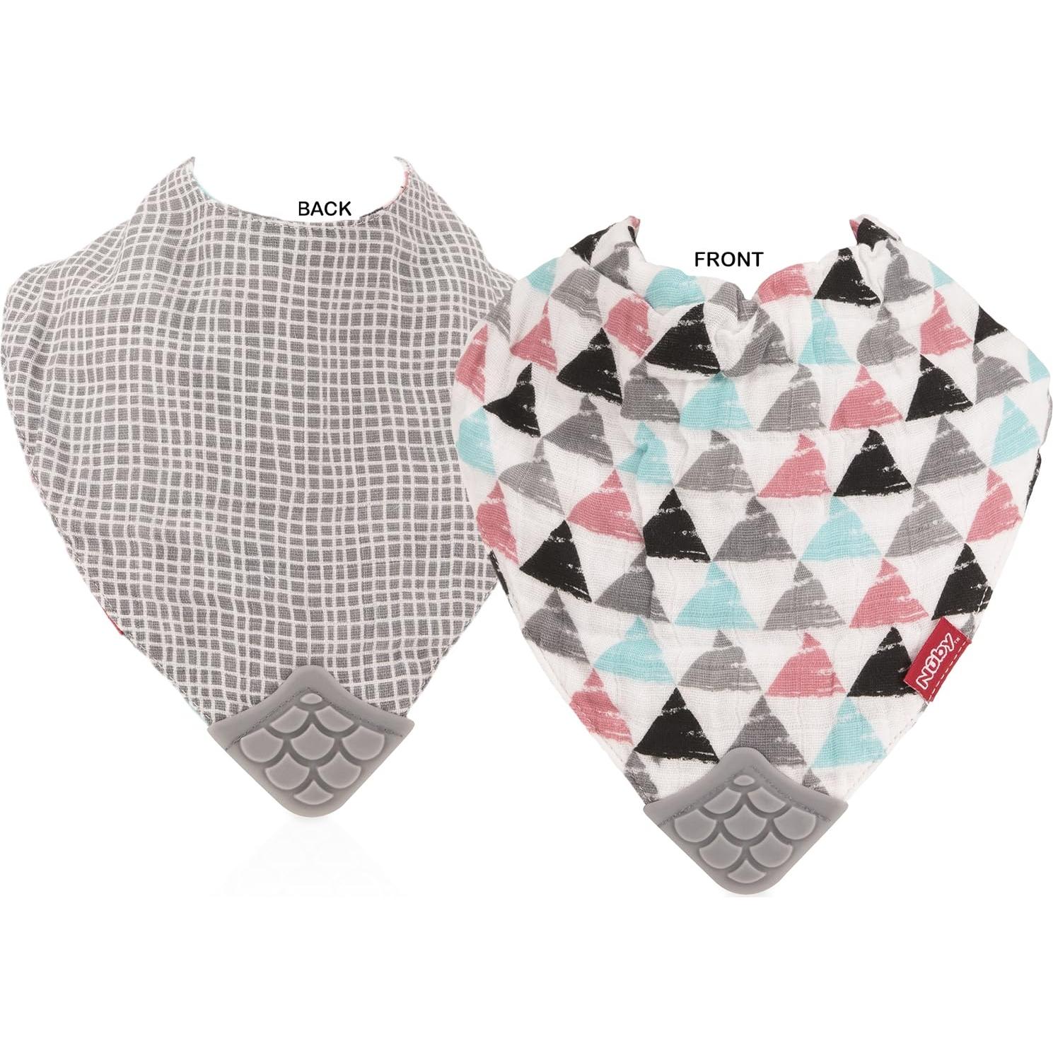 Babero de Dentición Nuby 3 Piezas Algodón 100% Natural Reversible