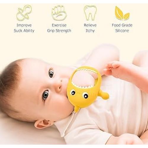 Mordedor de Silicona para Bebés Tiburón Bonito Amarillo