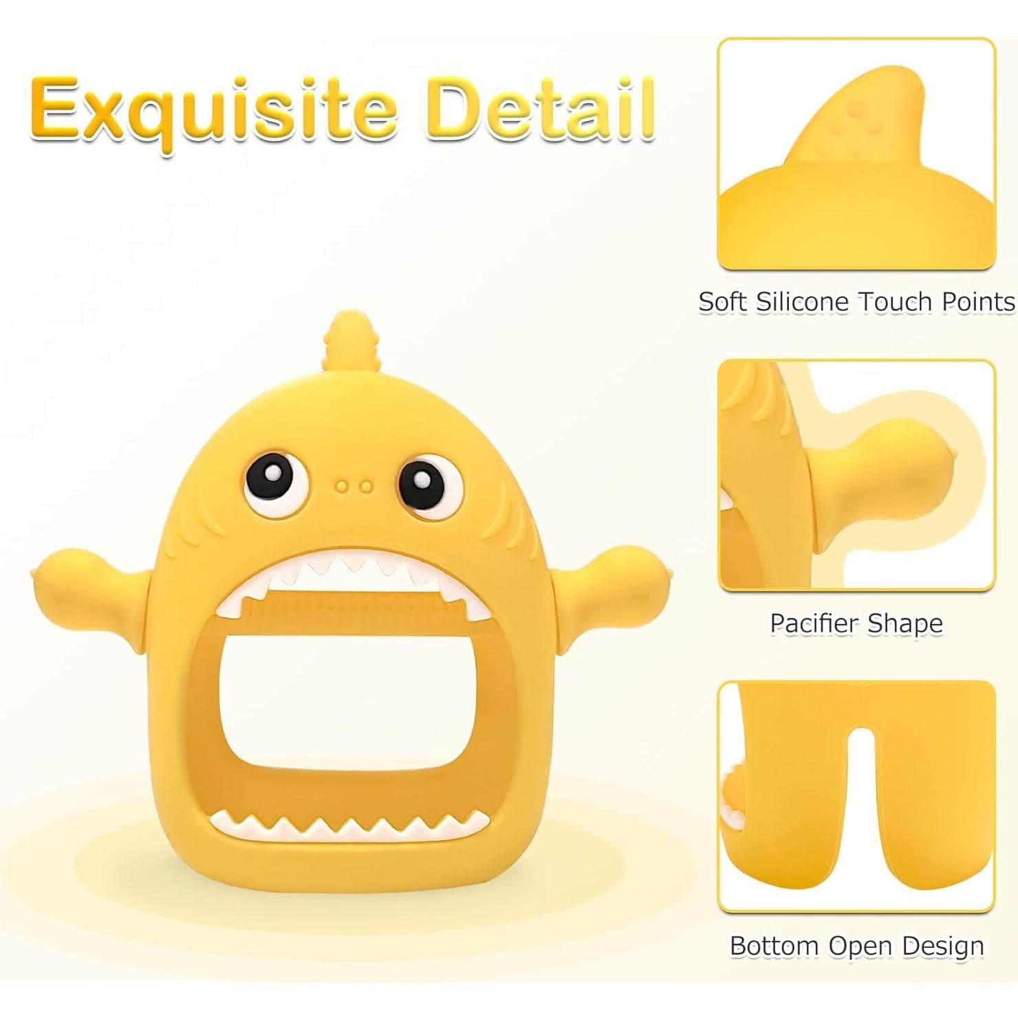 Mordedor de Silicona para Bebés Tiburón Bonito Amarillo