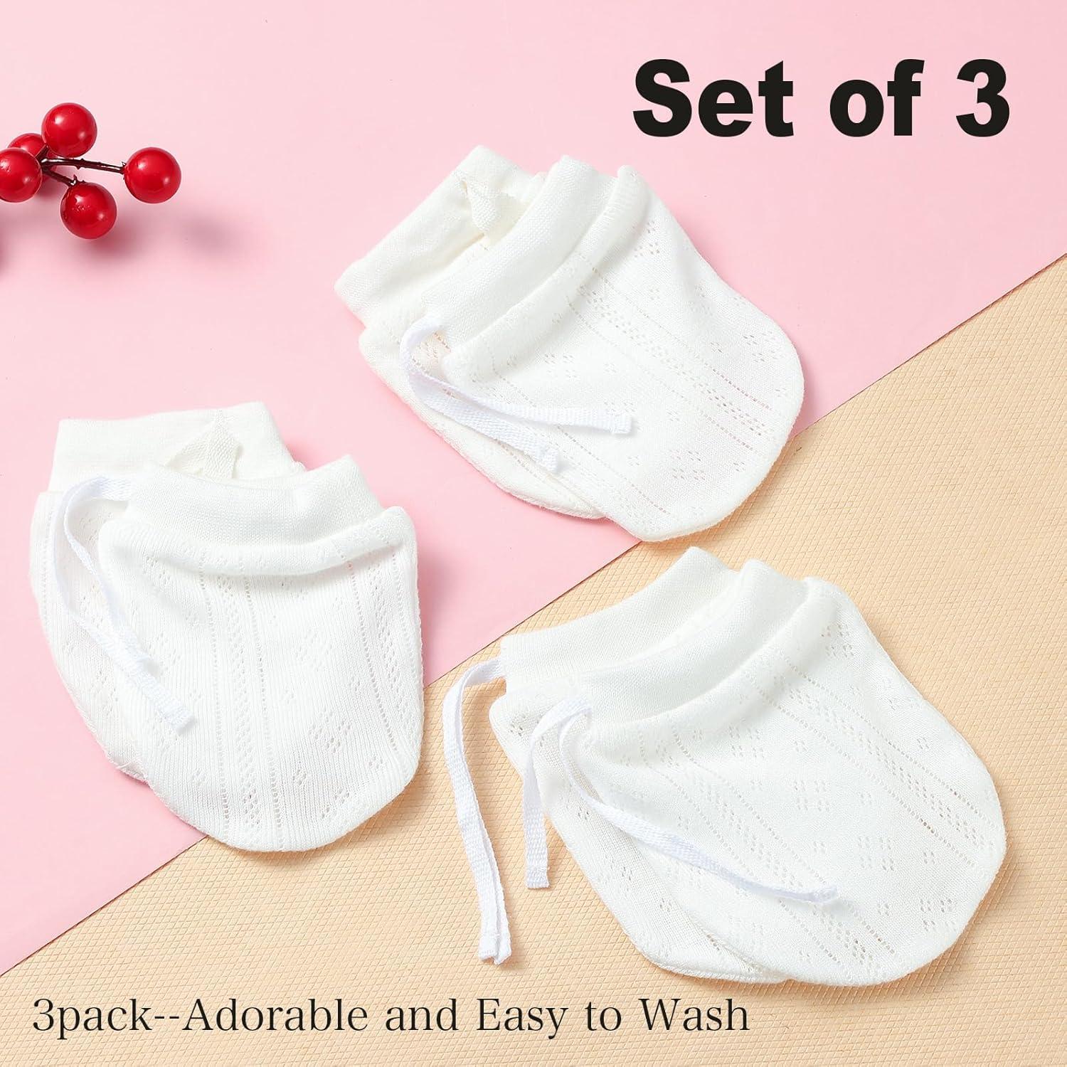 Manoplas Recién Nacidos 100% Algodón Orgánico 3 Paquetes