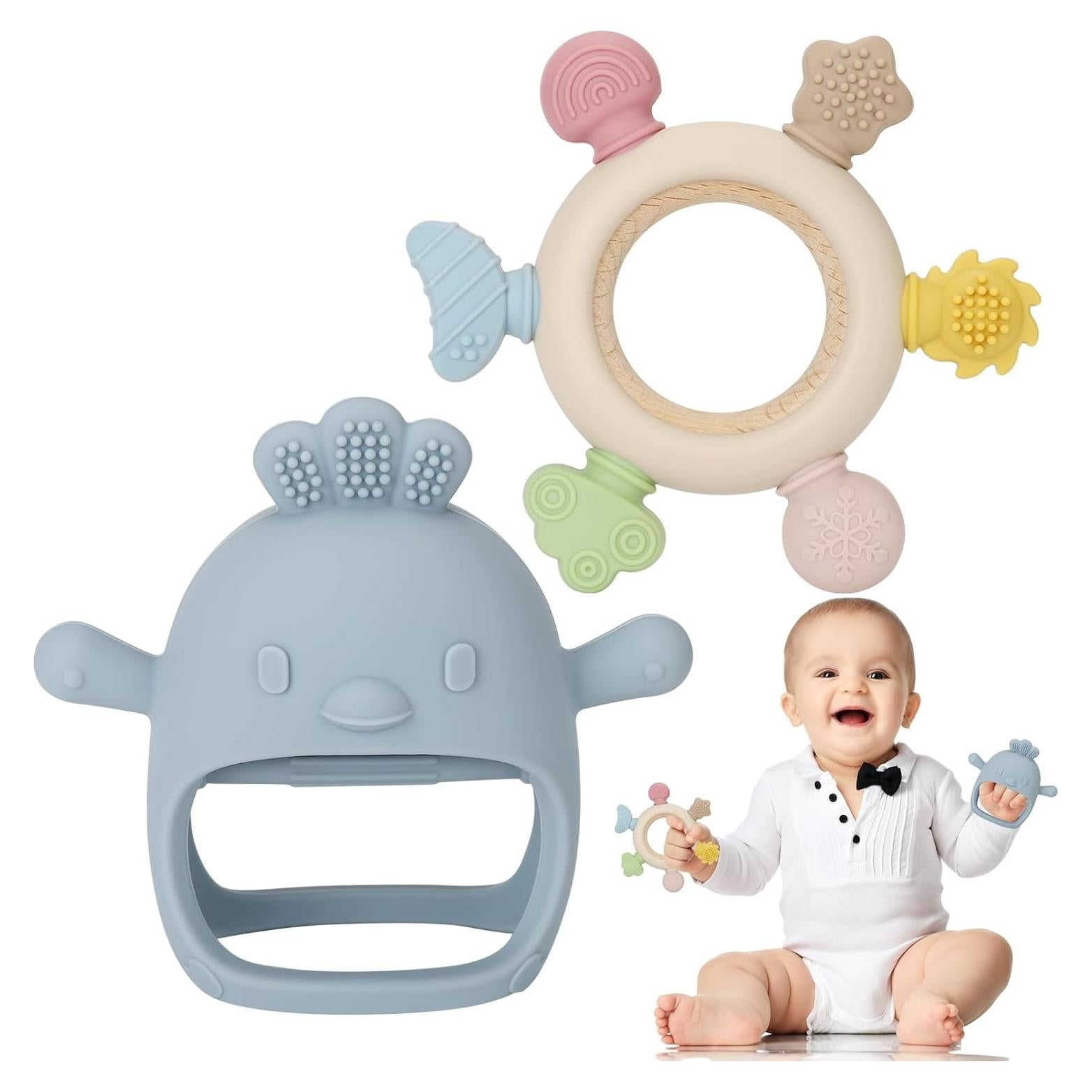 Socub Juguetes de Dentición para Bebés 0-12 Meses - Silicona y Madera