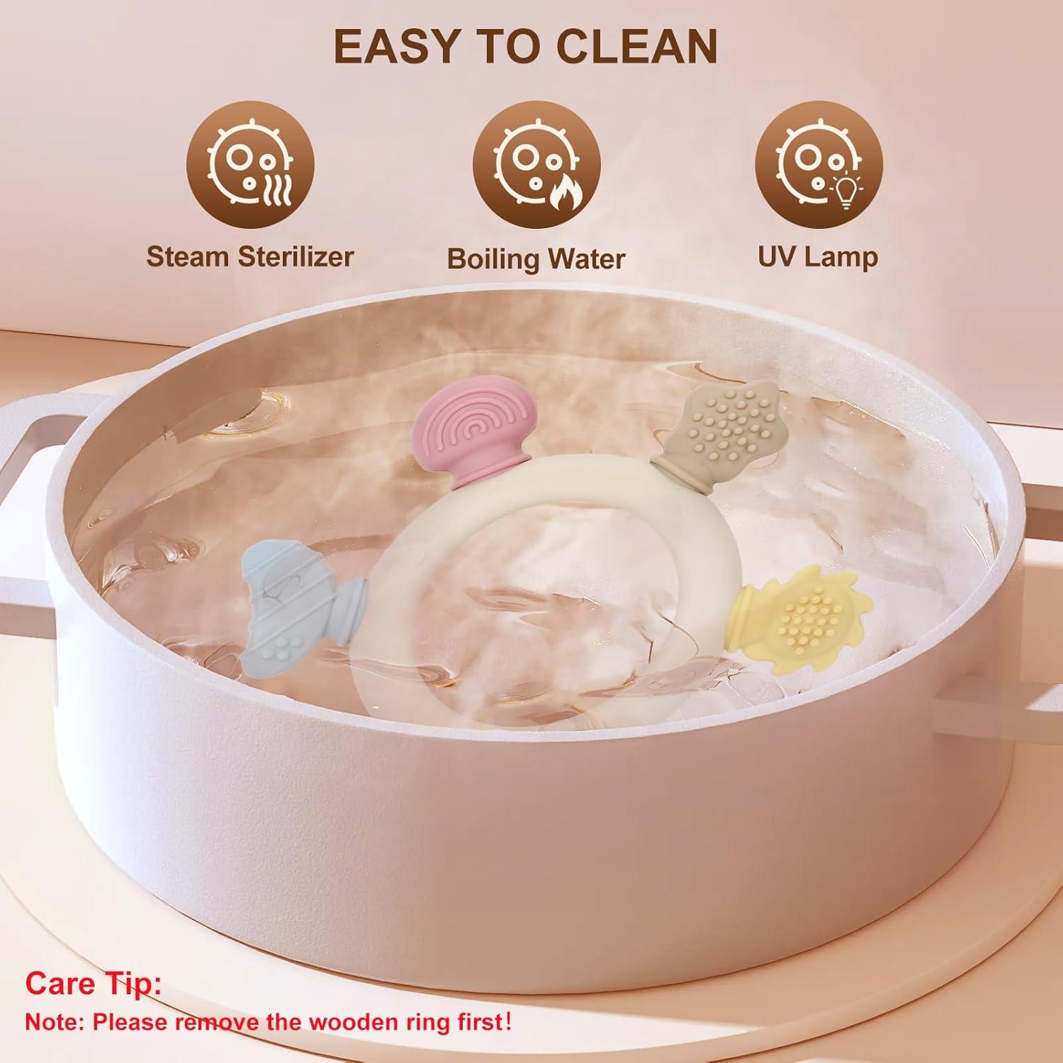 Socub Juguetes de Dentición para Bebés 0-12 Meses - Silicona y Madera