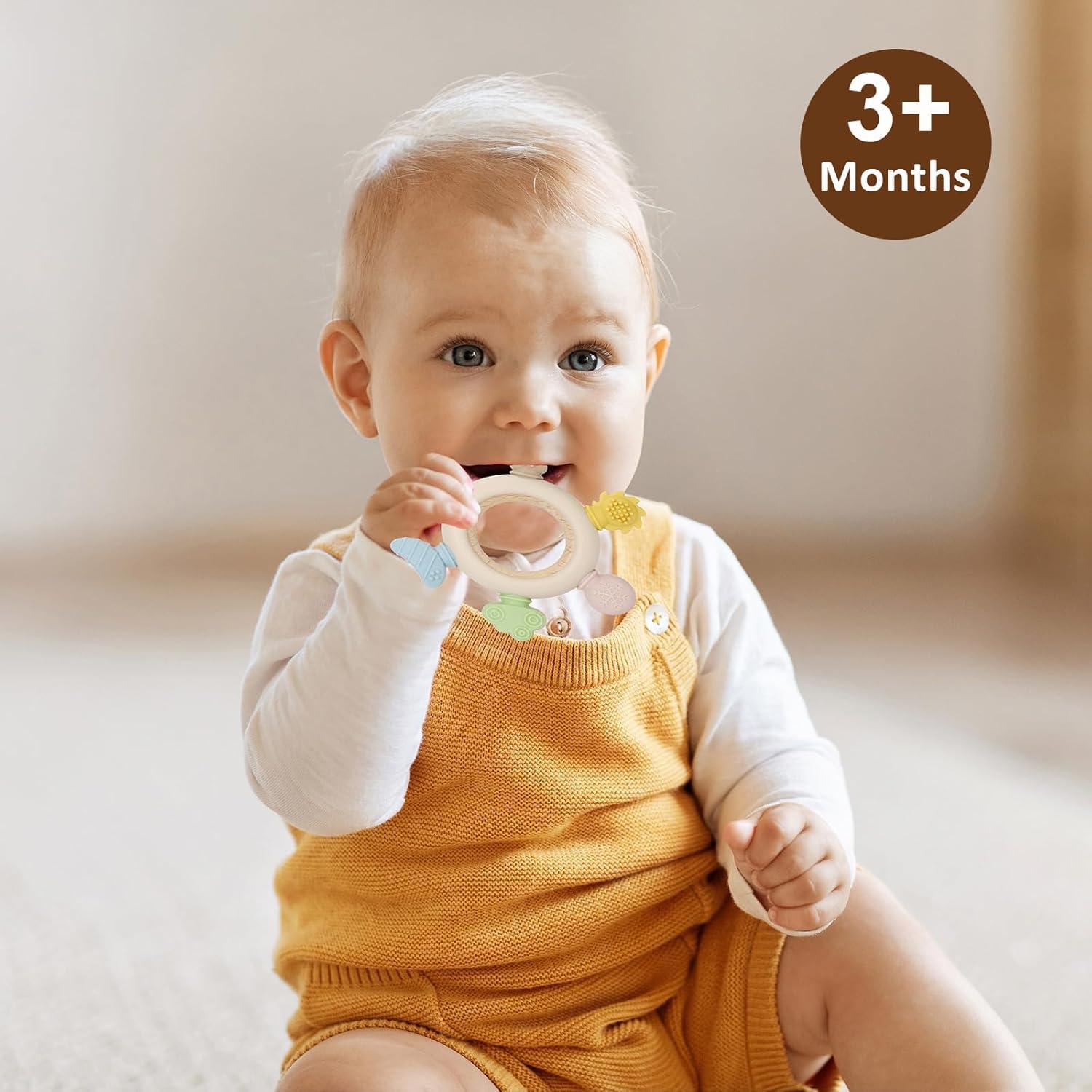 Socub Juguetes de Dentición para Bebés 0-12 Meses - Silicona y Madera