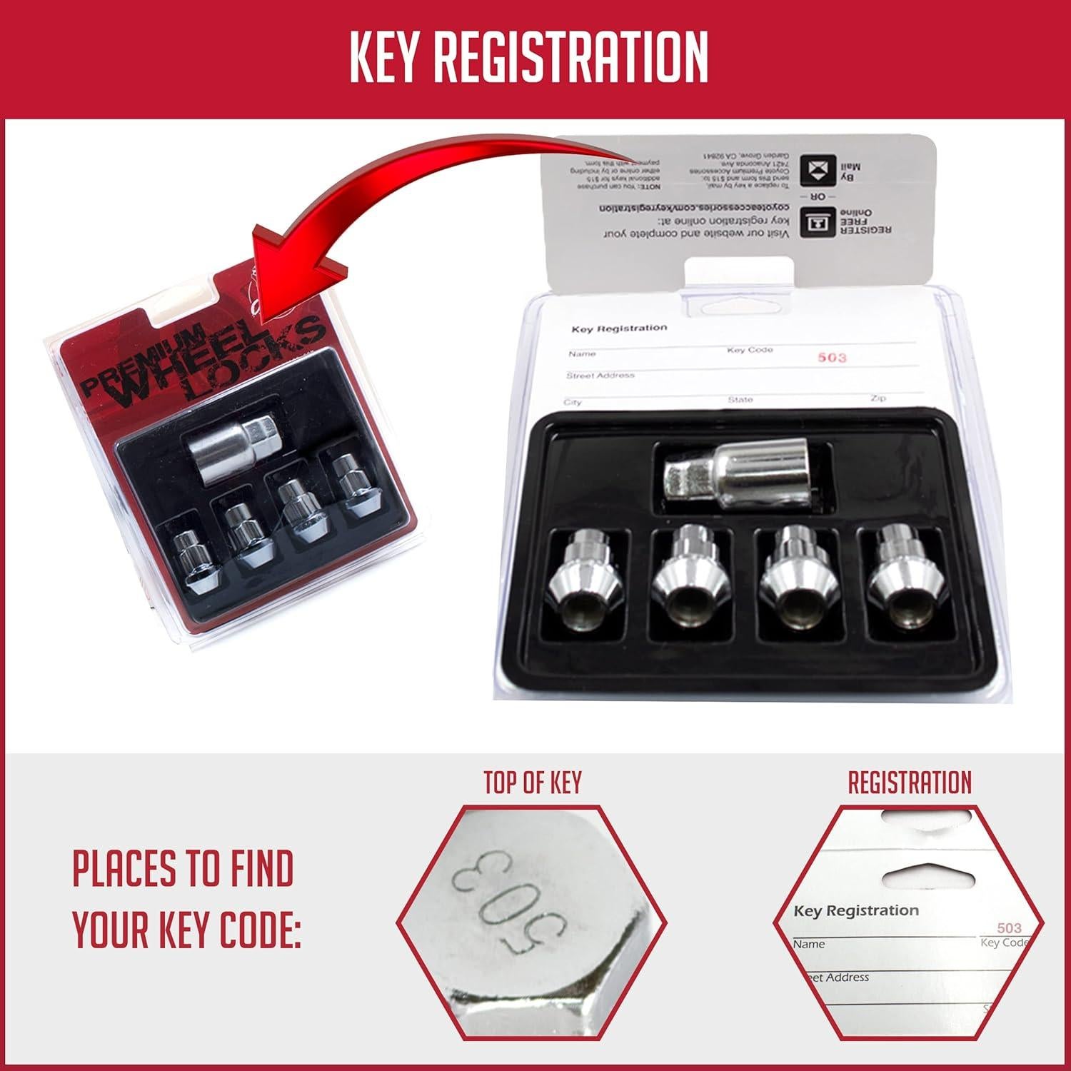 Tuercas de Seguridad para Ruedas Acorn Cromo 1/2"-20 Juego de 4