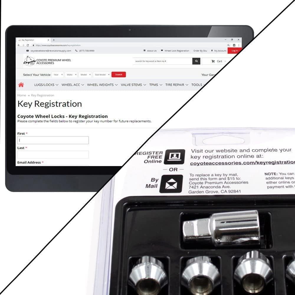 Cerraduras de Rueda M14x1.5 Cromadas 4 Piezas + Llave