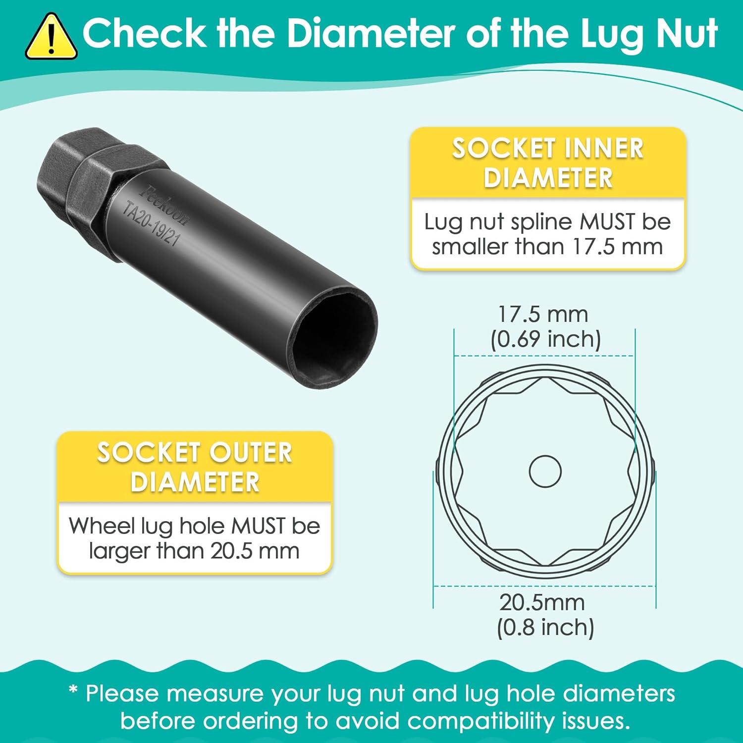 Llave de Tuerca de 10 Estrías Feekoon para Rueda 19mm y 21mm