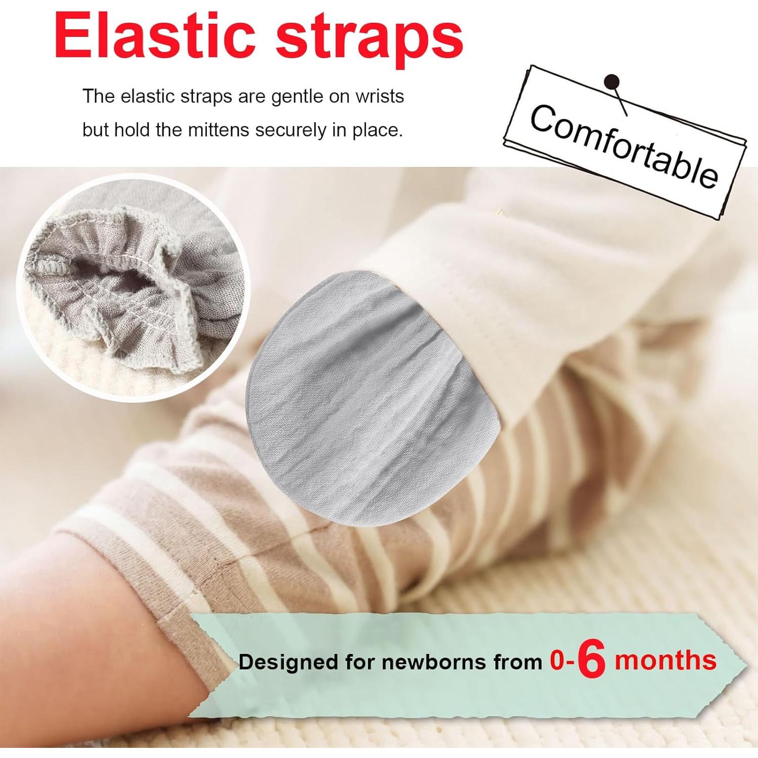 Manoplas para Recién Nacidos No Scratch 100% Algodón 6 Piezas