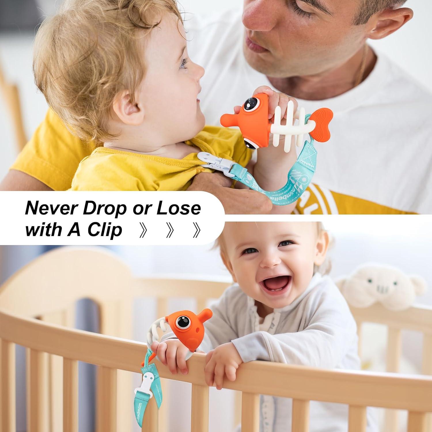 Mordedor Mombella Pez Payaso Silicona Bebés 3-12 Meses Naranja