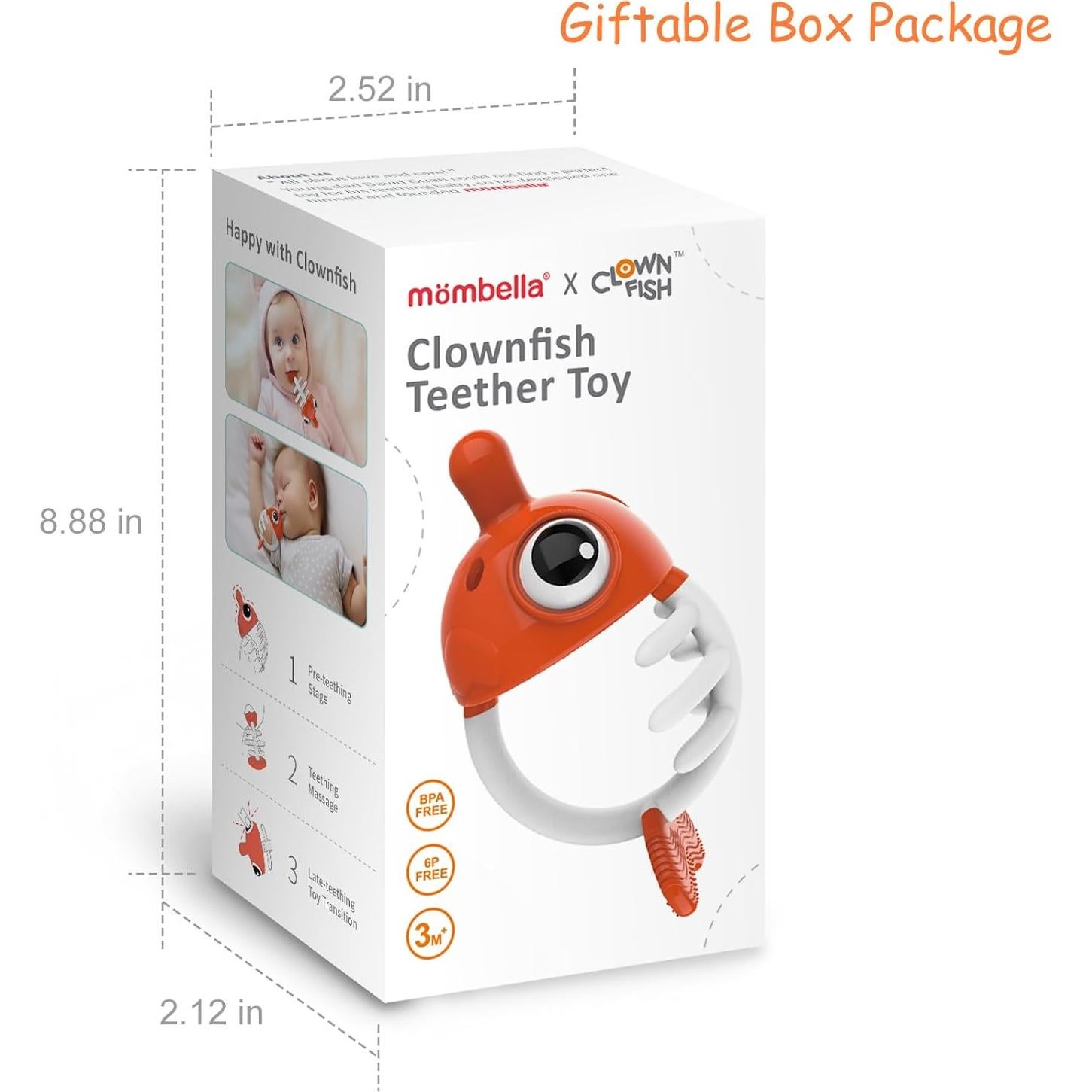 Mordedor Mombella Pez Payaso Silicona Bebés 3-12 Meses Naranja