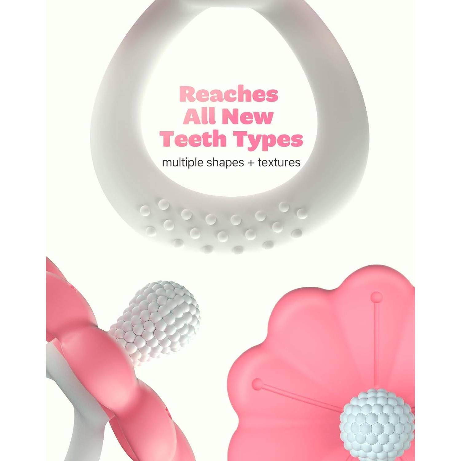 2 Juguetes de Dentición Silicona Grado Alimenticio Rosa Caramelo