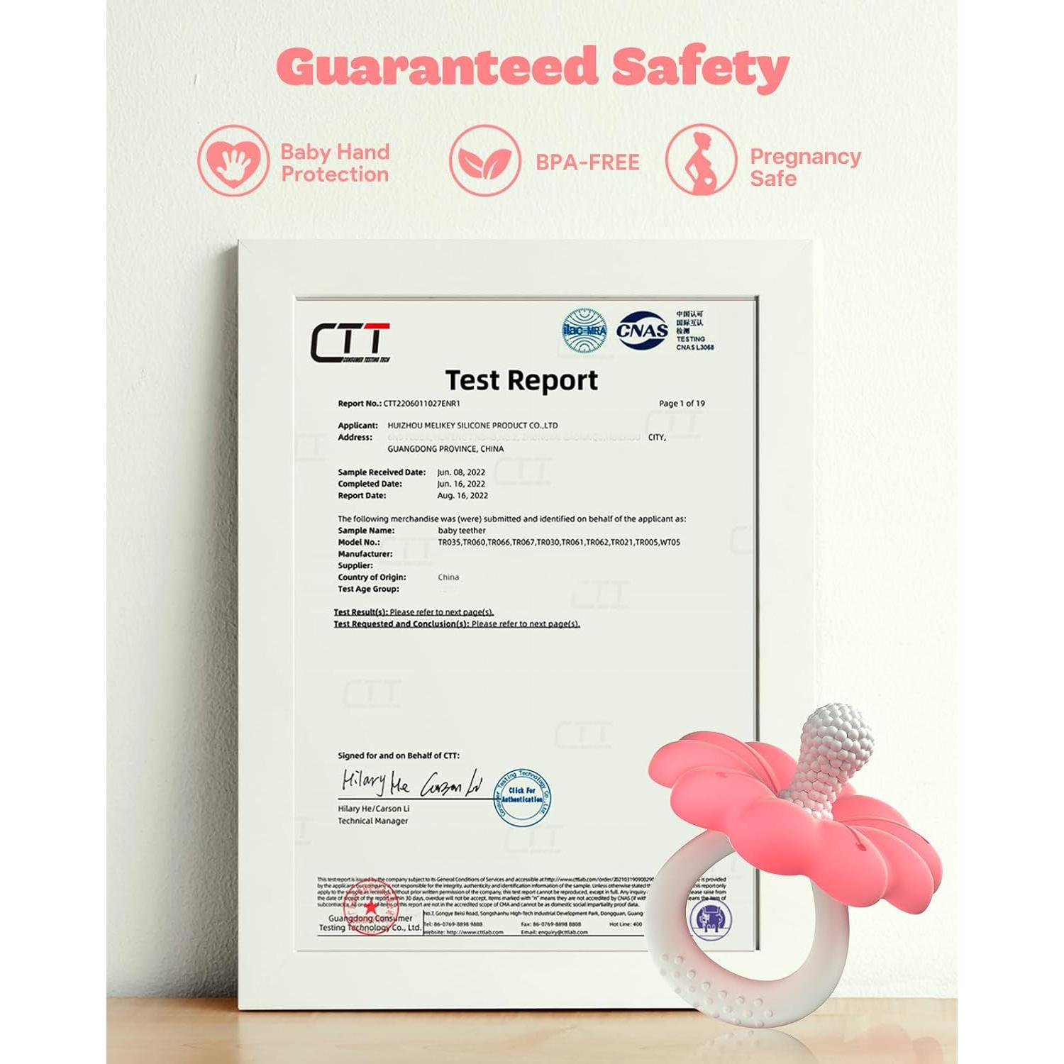 2 Juguetes de Dentición Silicona Grado Alimenticio Rosa Caramelo