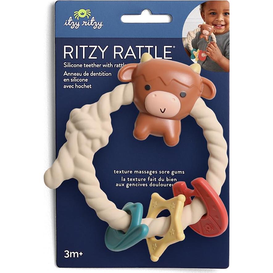 Mordedor de Silicona Itzy Ritzy con Sonajero Vaca 3 Meses+