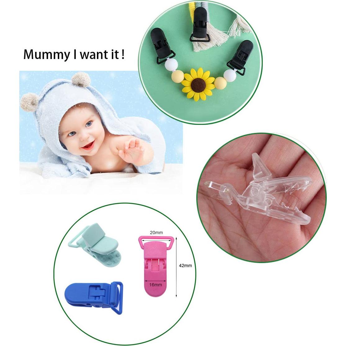 25 Clips de Chupete Plástico Negro Sutoyuen para Bebés