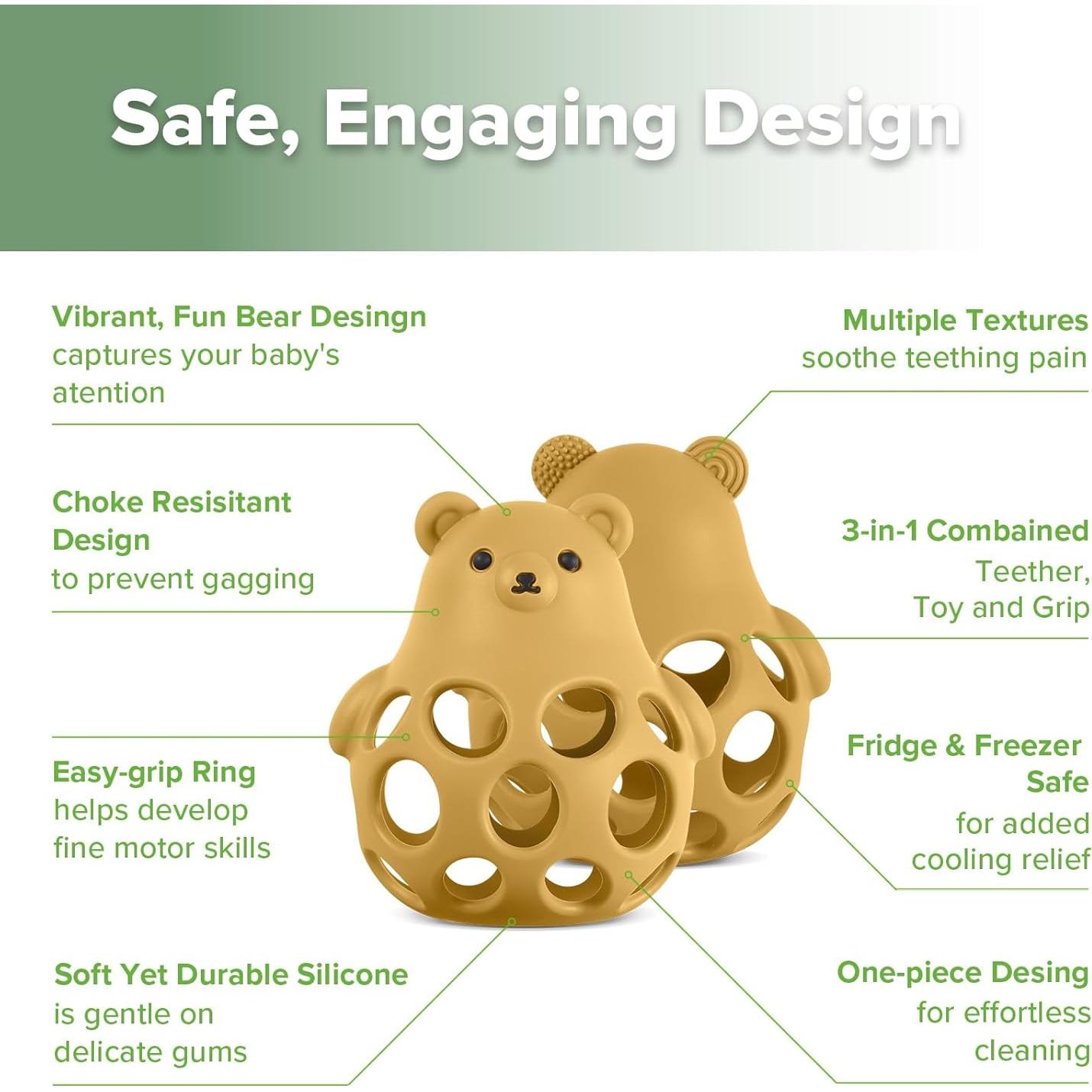 Juguete para Bebés Haakaa 3-en-1 Mordedor Silicona Amarillo