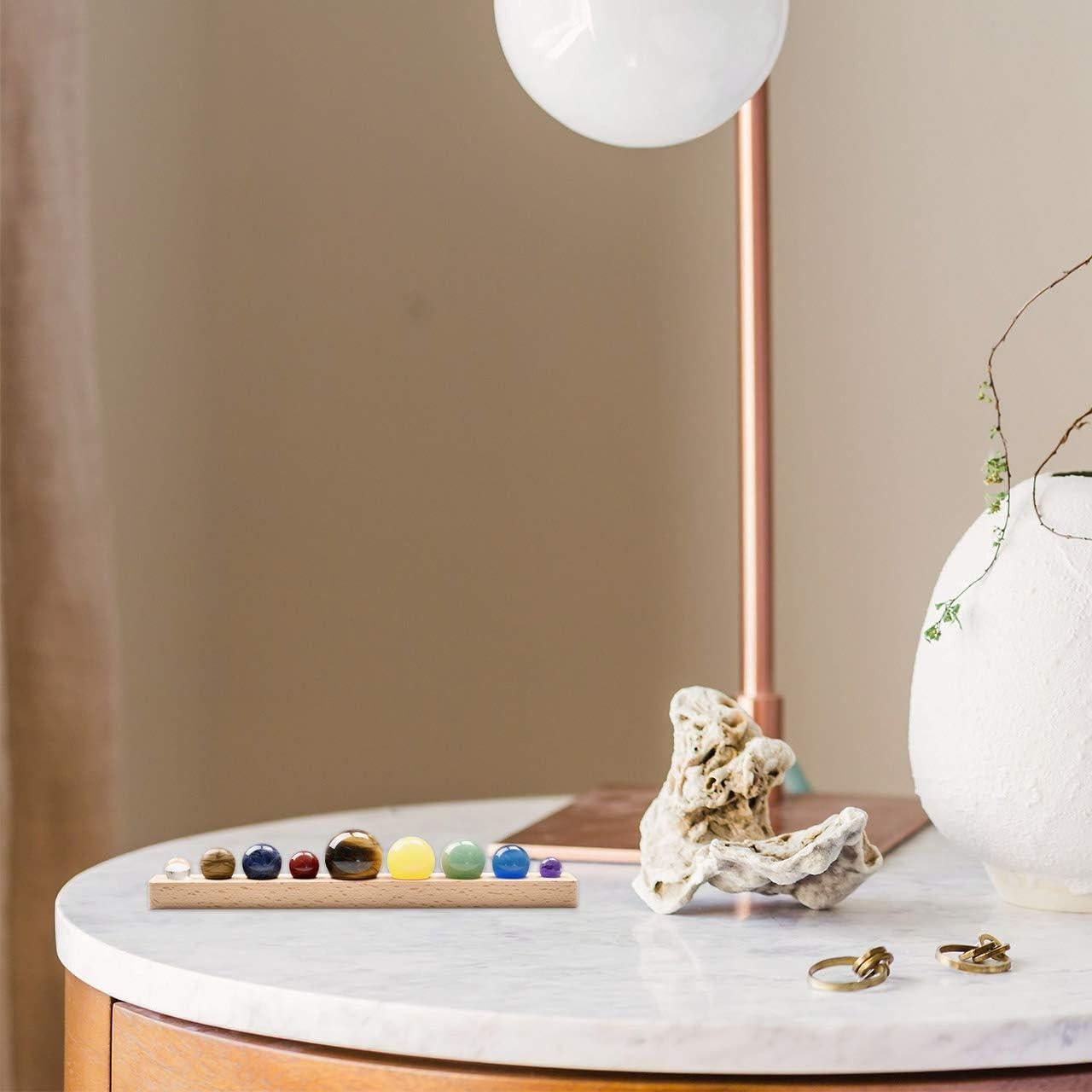 Esfera de Gemas Naturales del Sistema Solar 9 Planetas con Soporte