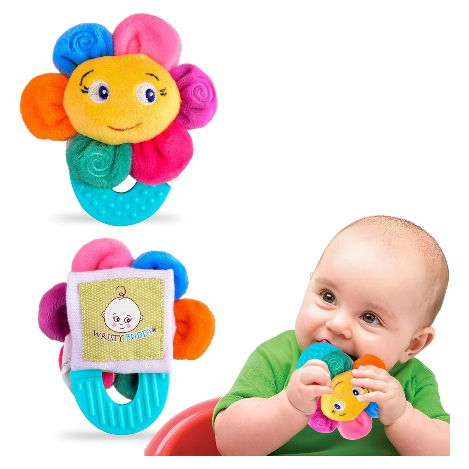 Mordedor de Dentición Wristy Buddy Flor Amarillo - Silicona Segura