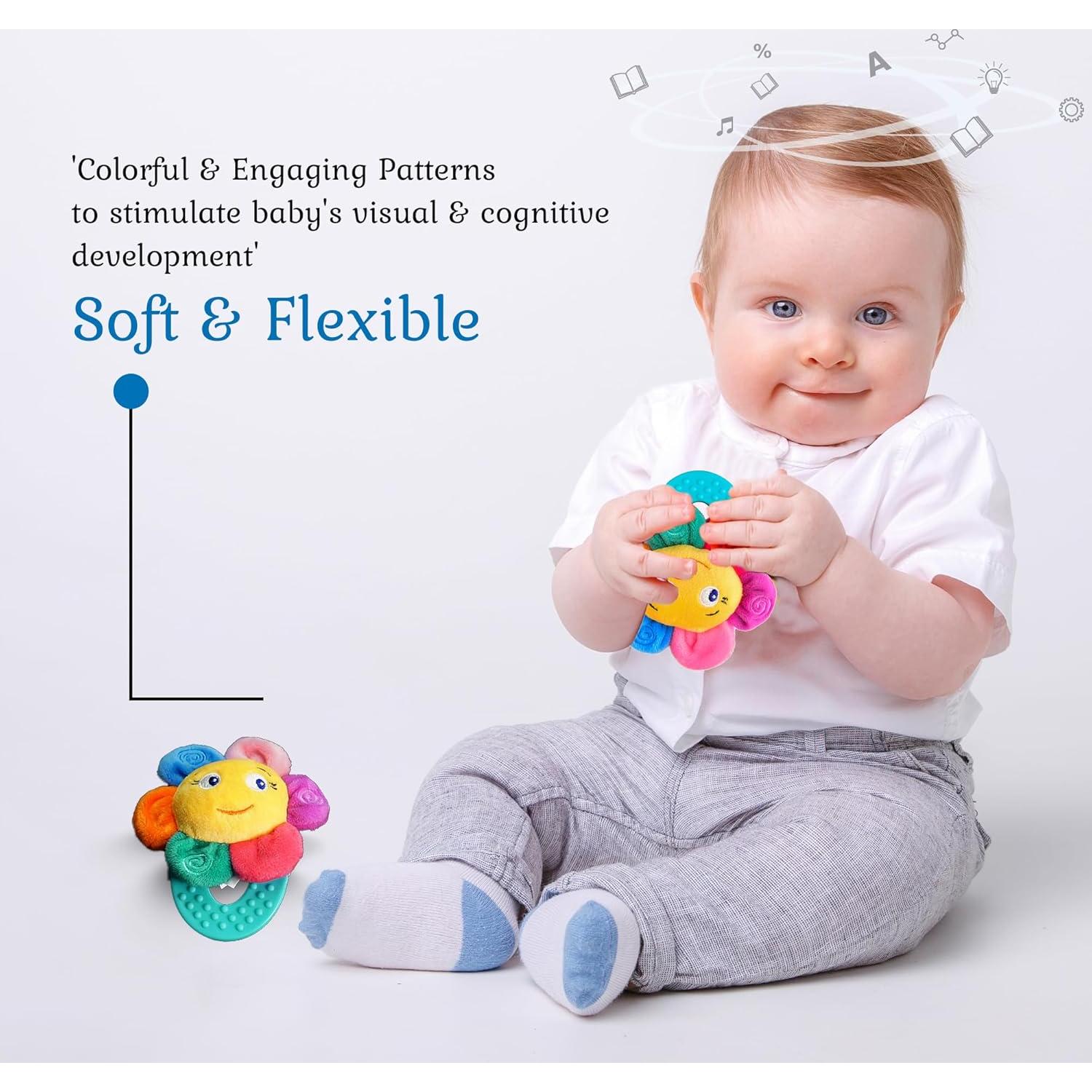 Mordedor de Dentición Wristy Buddy Flor Amarillo - Silicona Segura