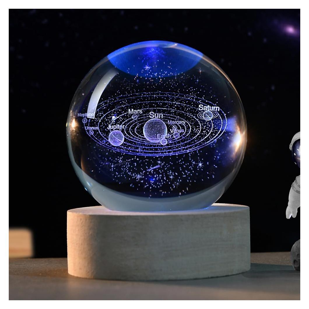 Bola de Cristal 3D del Sistema Solar ZRENJHUS 60mm LED