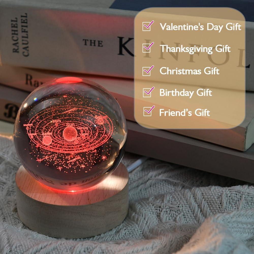 Bola de Cristal 3D del Sistema Solar ZRENJHUS 60mm LED