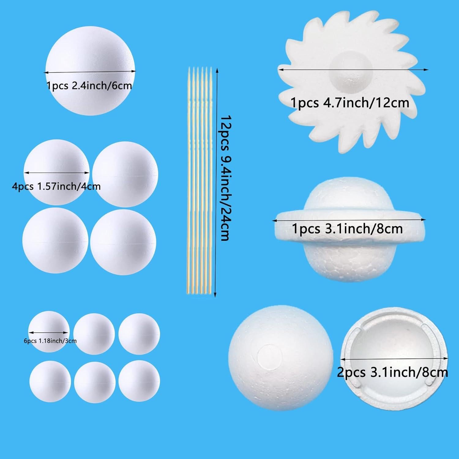 Kit de Modelo del Sistema Solar Acrice para Niños - 14 Pelotas de Espuma y Accesorios