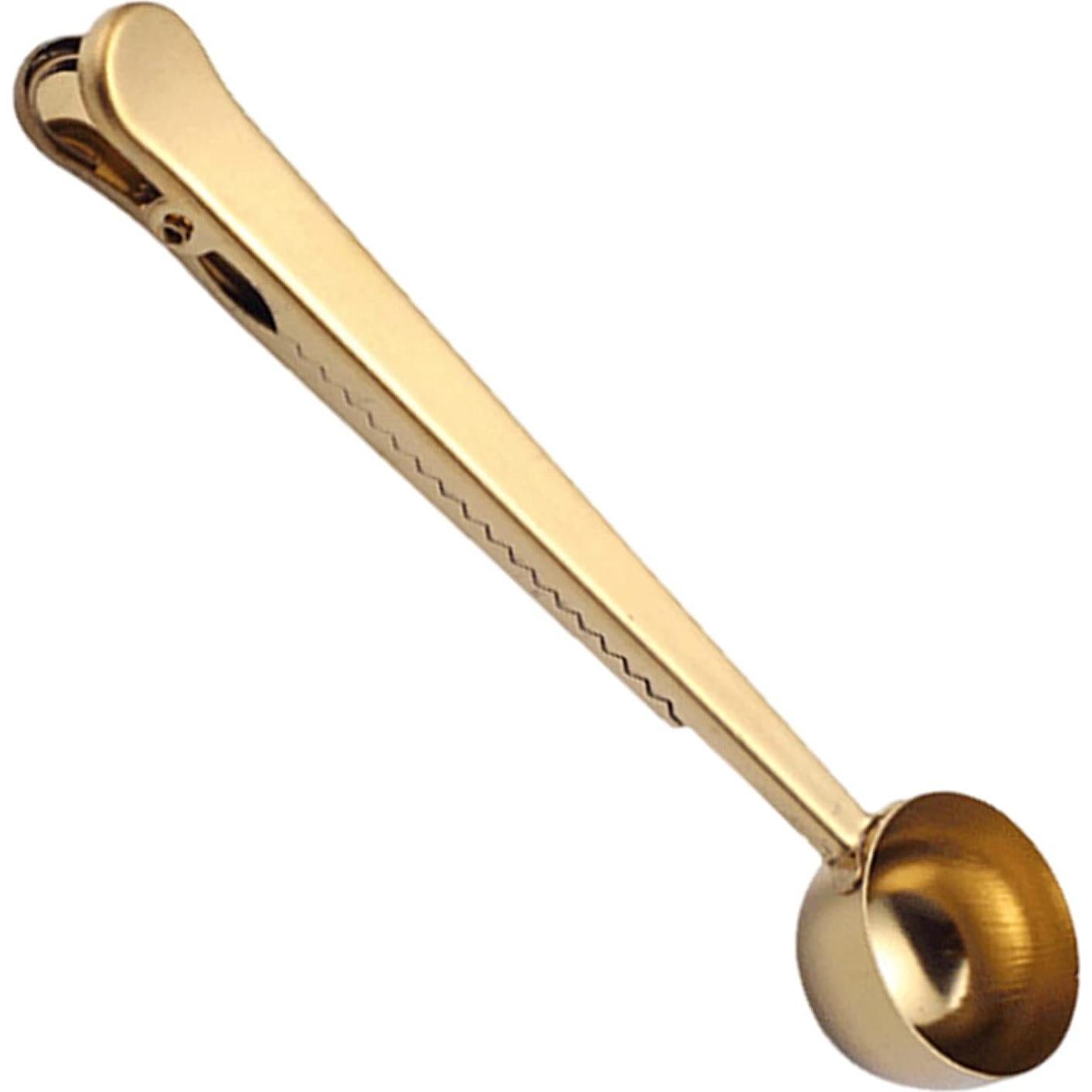 Cuchara Medidora de Café Clip Acero Inoxidable Dorado 17.5 cm