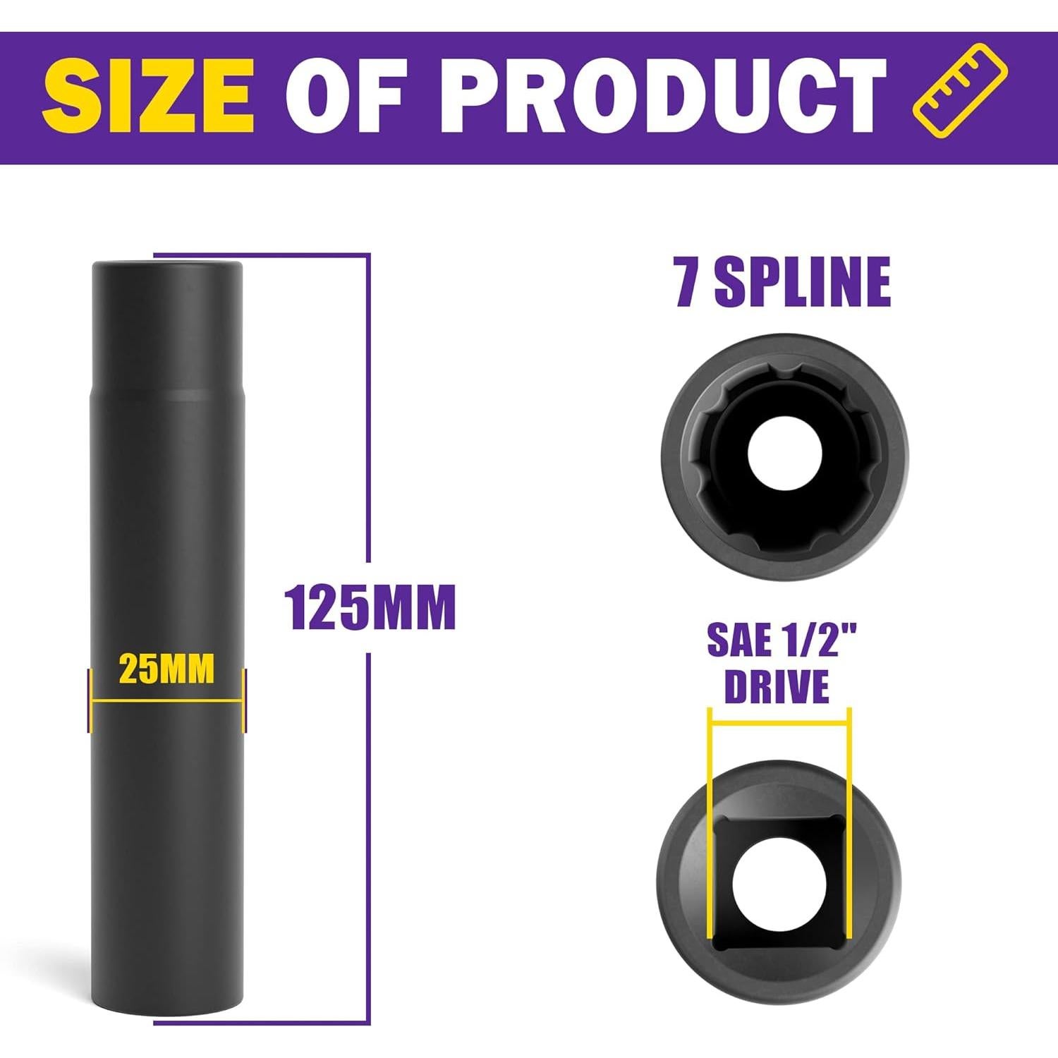 Llave de Tuerca de Púa HOWBOW 7 Puntas 125mm Acero Aleado