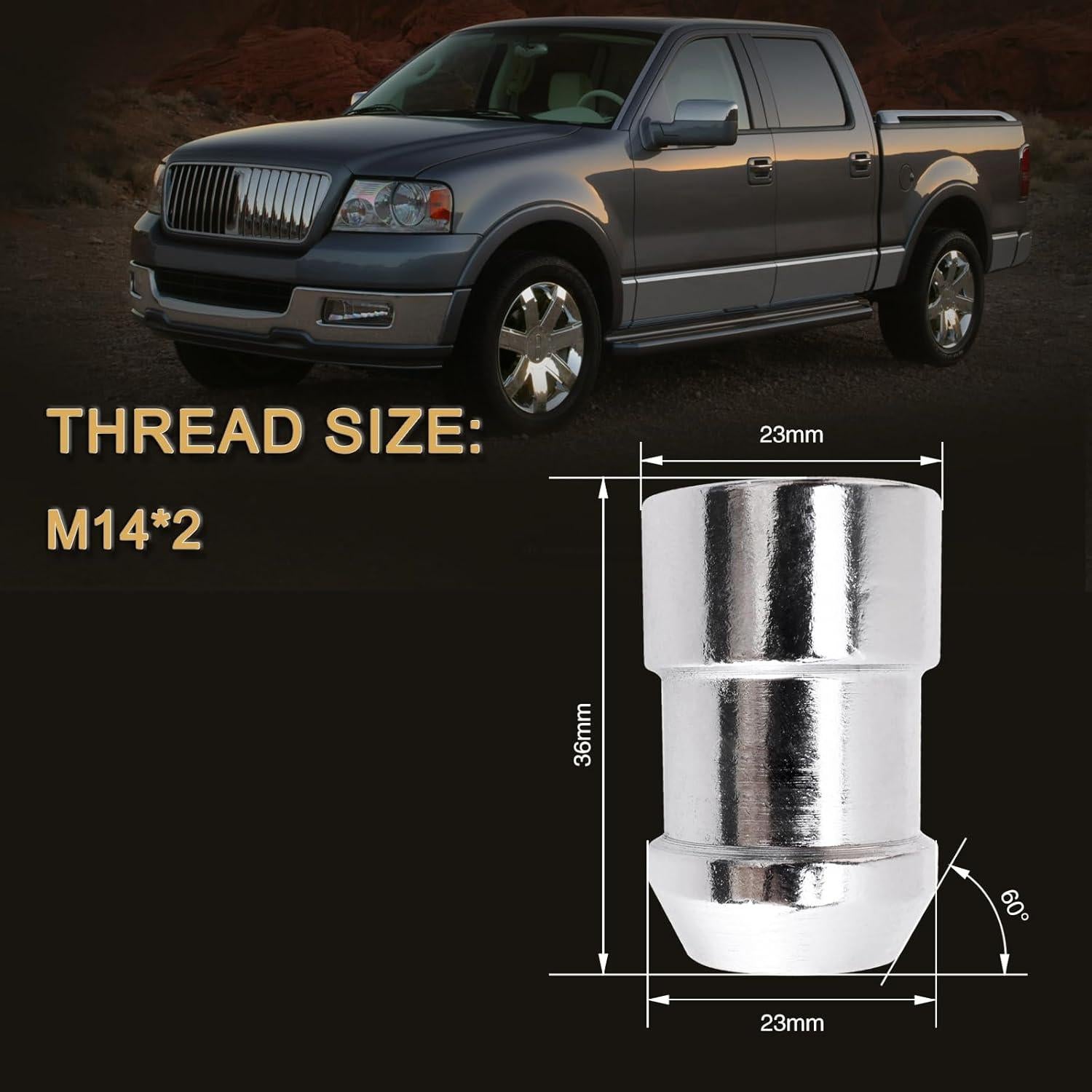 Tuercas de Bloqueo de Rueda M14x2mm YYHHZZ - Juego de 4 con 2 Llaves