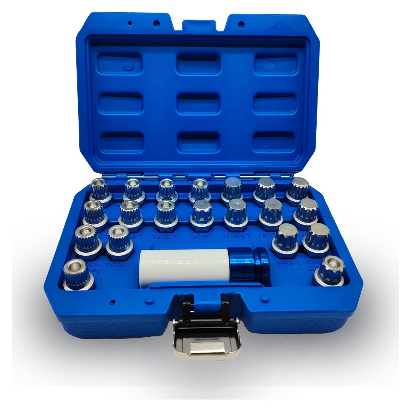 Kit de Llave de Tuerca de Bloqueo de Rueda 21PCS JEUCLEL