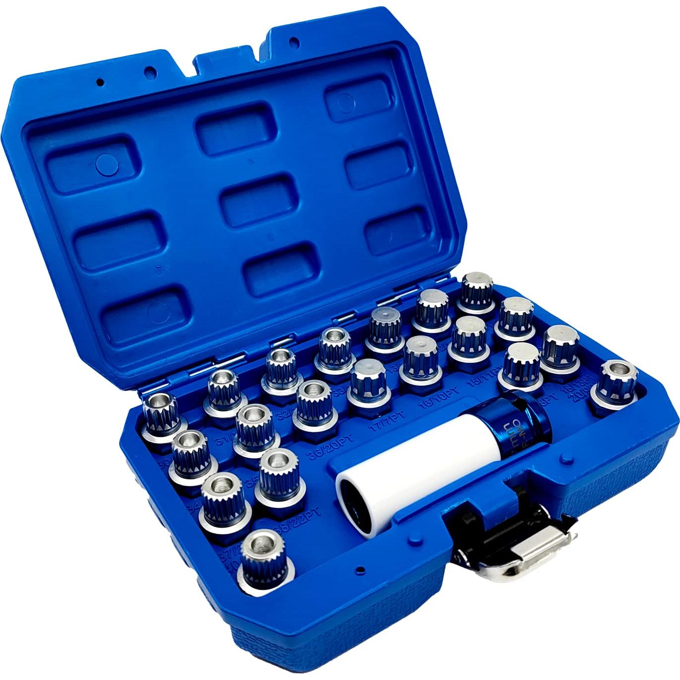 Kit de Llave de Tuerca de Bloqueo de Rueda 21PCS JEUCLEL