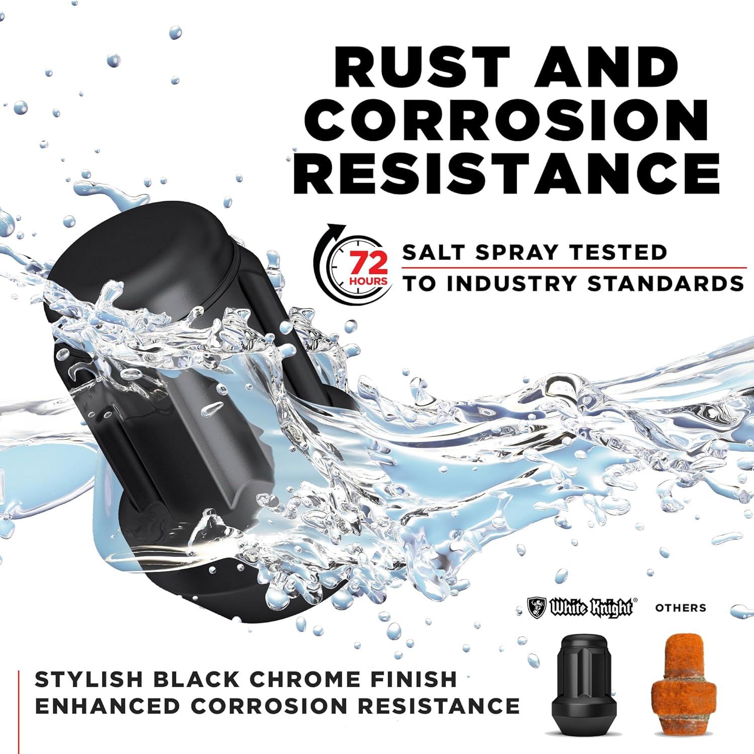 Tuerca de Rueda M12x1.5 White Knight 40700SMBT - 4 Piezas Negras Mate