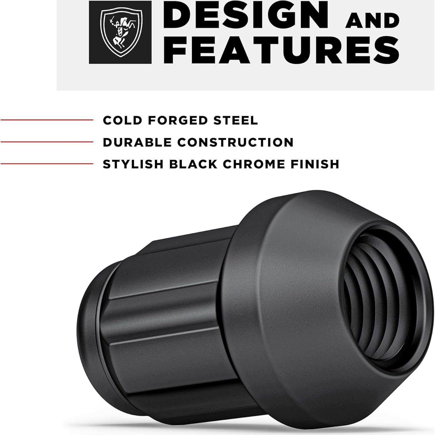 Tuerca de Rueda M12x1.5 White Knight 40700SMBT - 4 Piezas Negras Mate