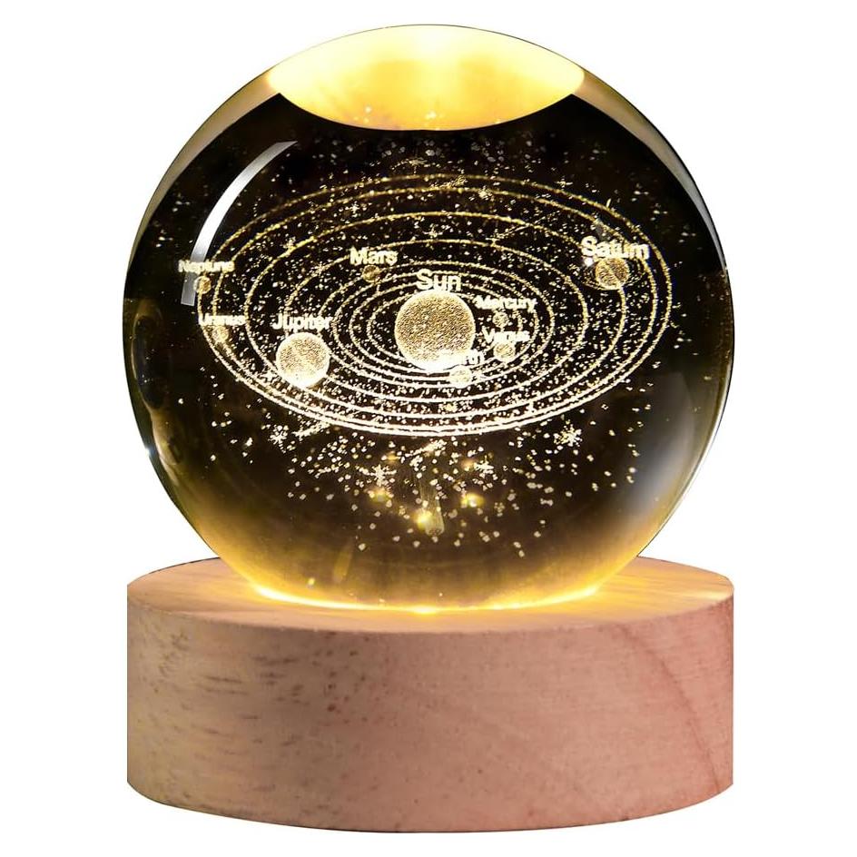 Esfera de Cristal 3D Sistema Solar QIANCHANG 60mm Luz LED