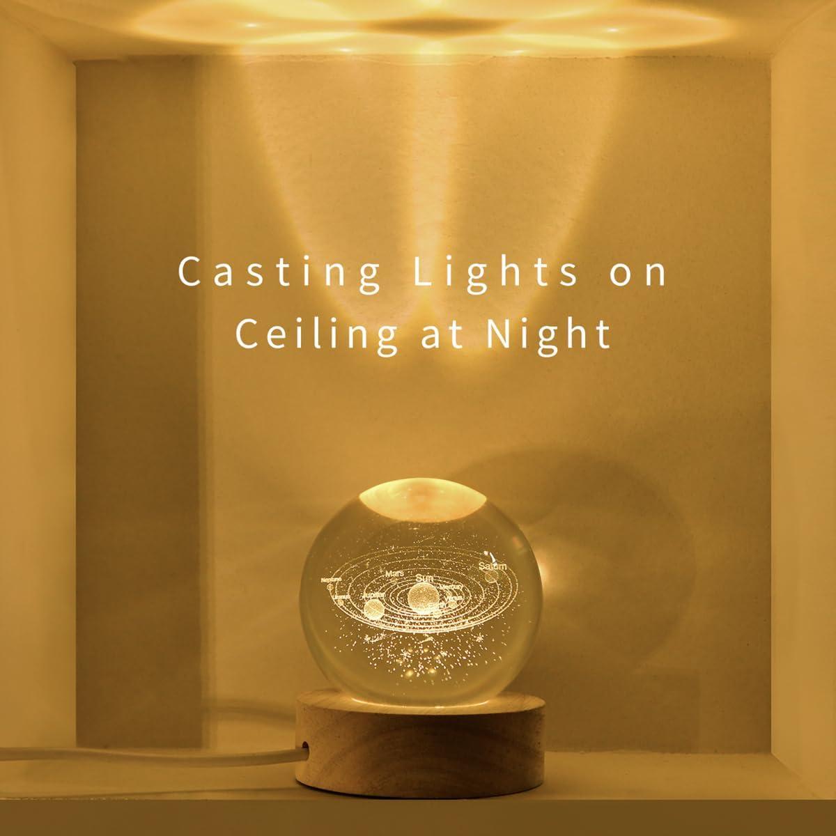 Esfera de Cristal 3D Sistema Solar QIANCHANG 60mm Luz LED