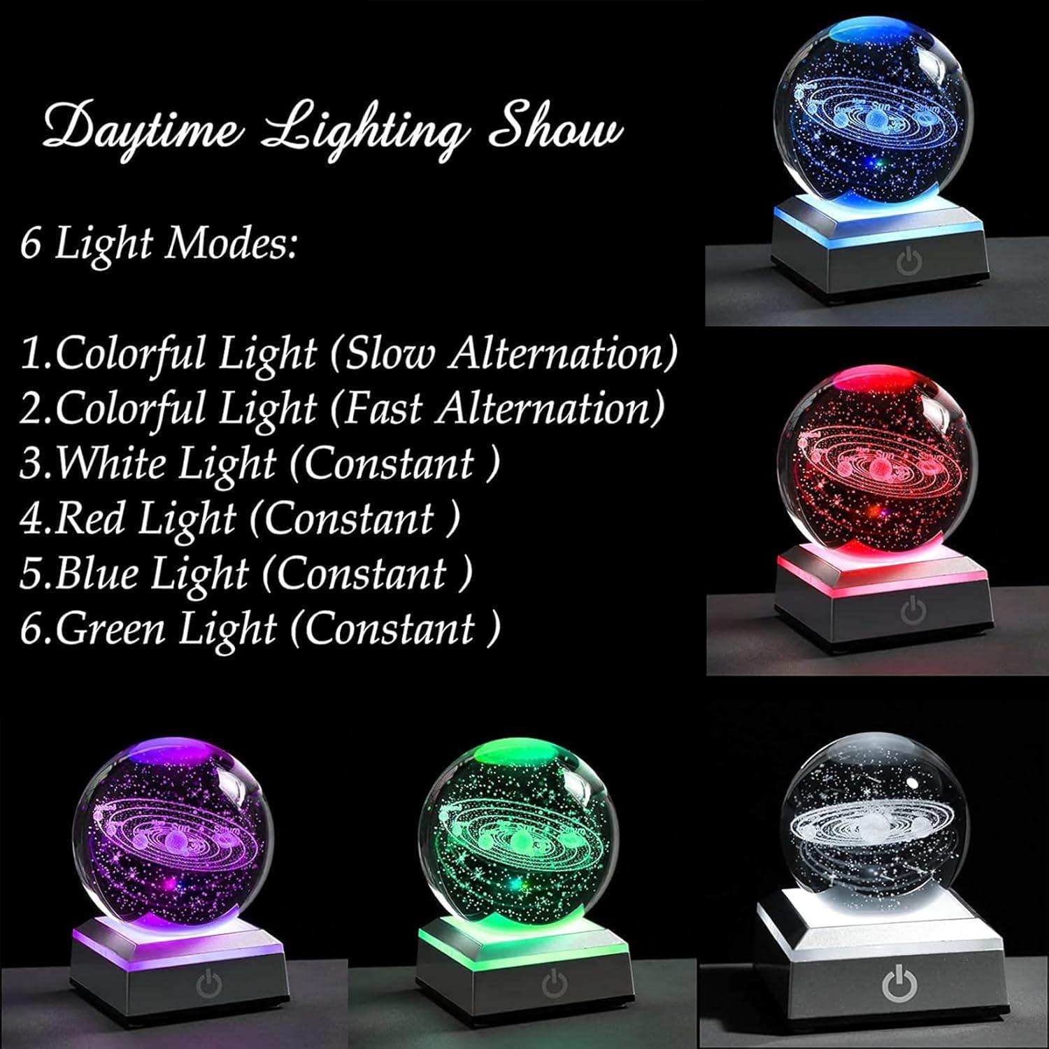 Bola de Cristal 3D Sistema Solar LED 80mm Liberal Brightdeer