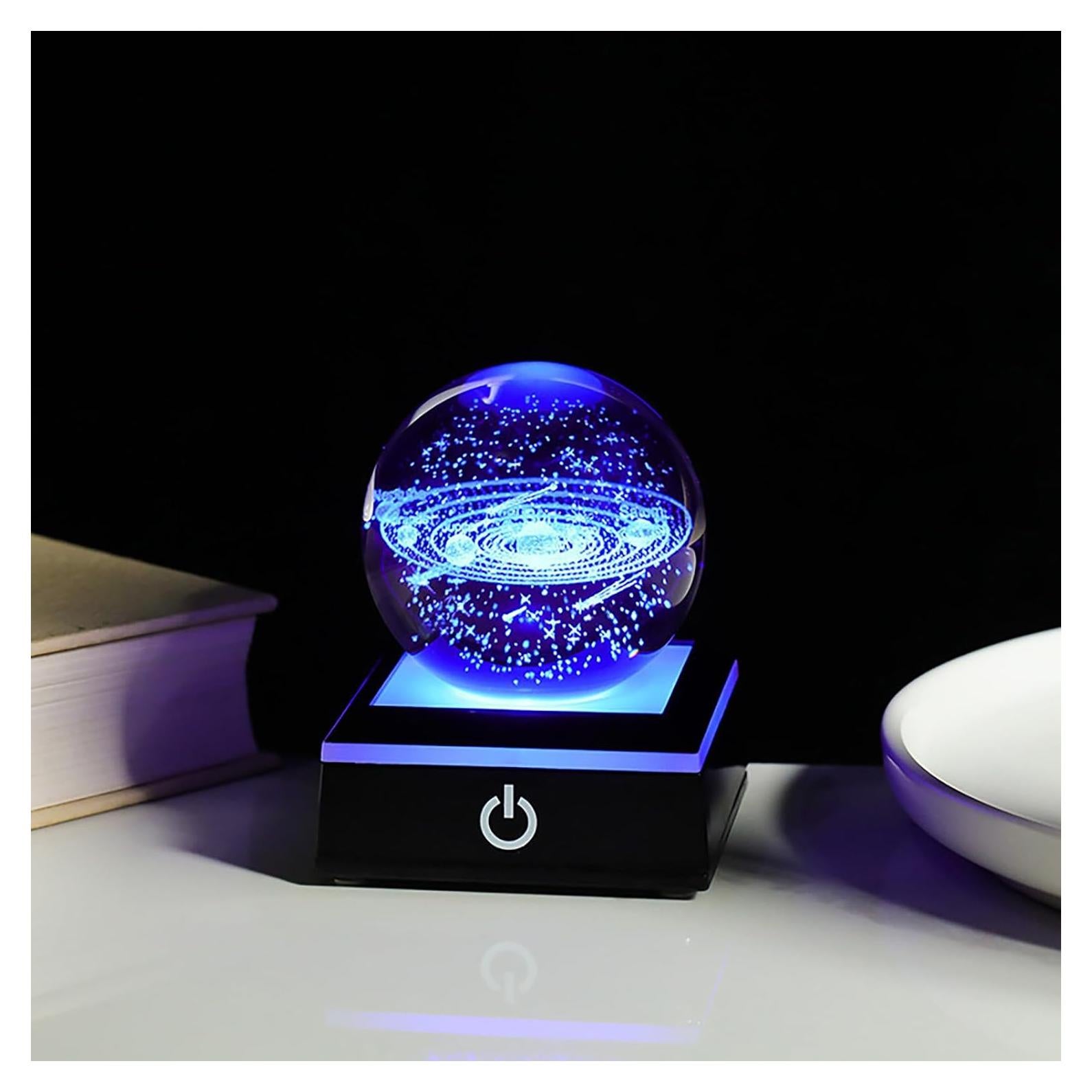 Lámpara Nocturna 3D de Cristal K9 Sistema Solar LED Táctil