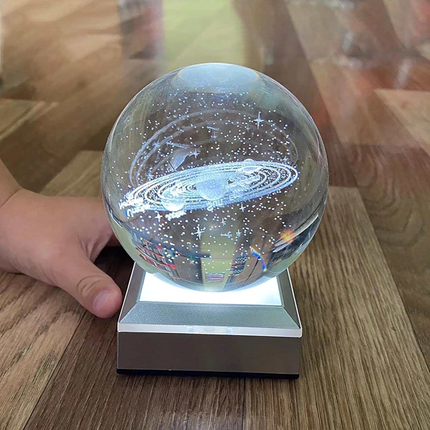 Lámpara Nocturna 3D de Cristal K9 Sistema Solar LED Táctil