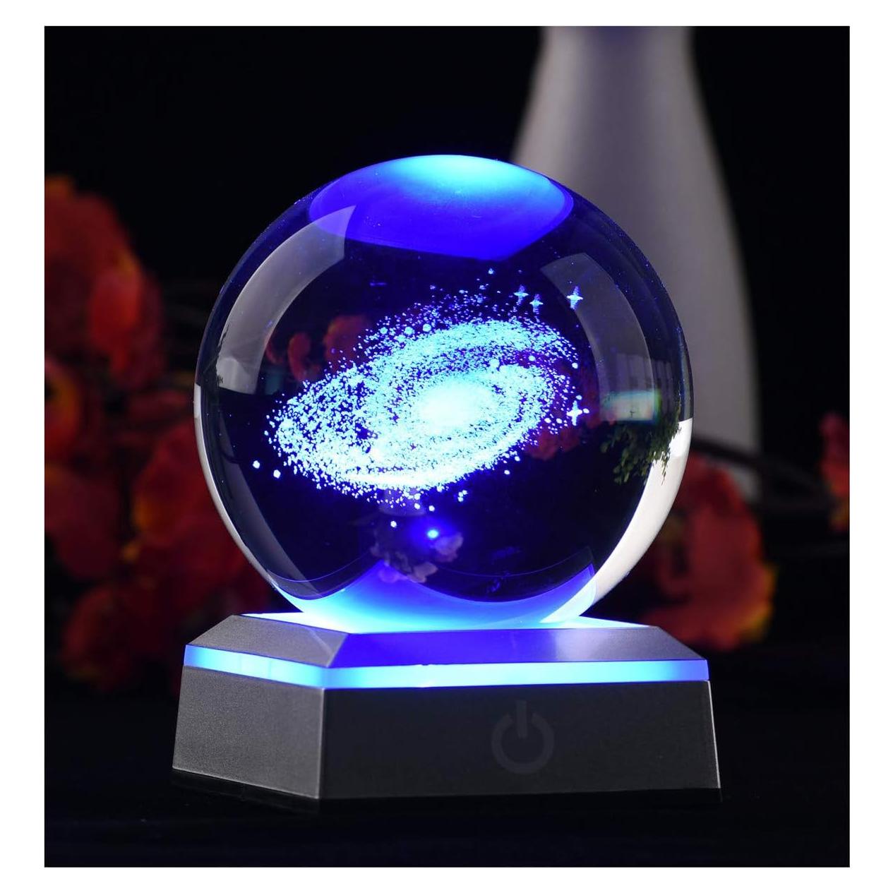 Bola de Cristal Galáctica 80mm Aircee con Base LED 6 Colores