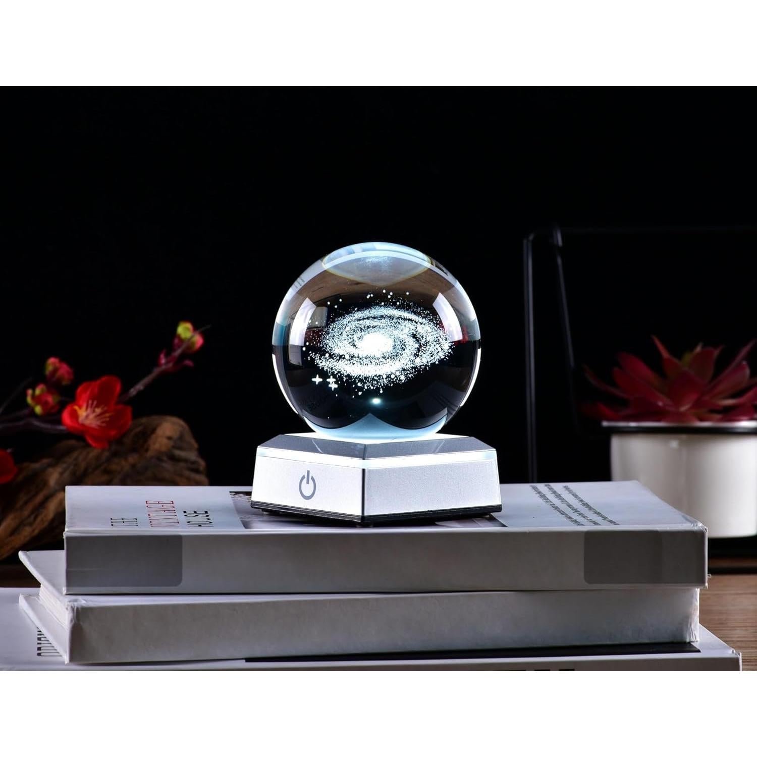 Bola de Cristal Galáctica 80mm Aircee con Base LED 6 Colores