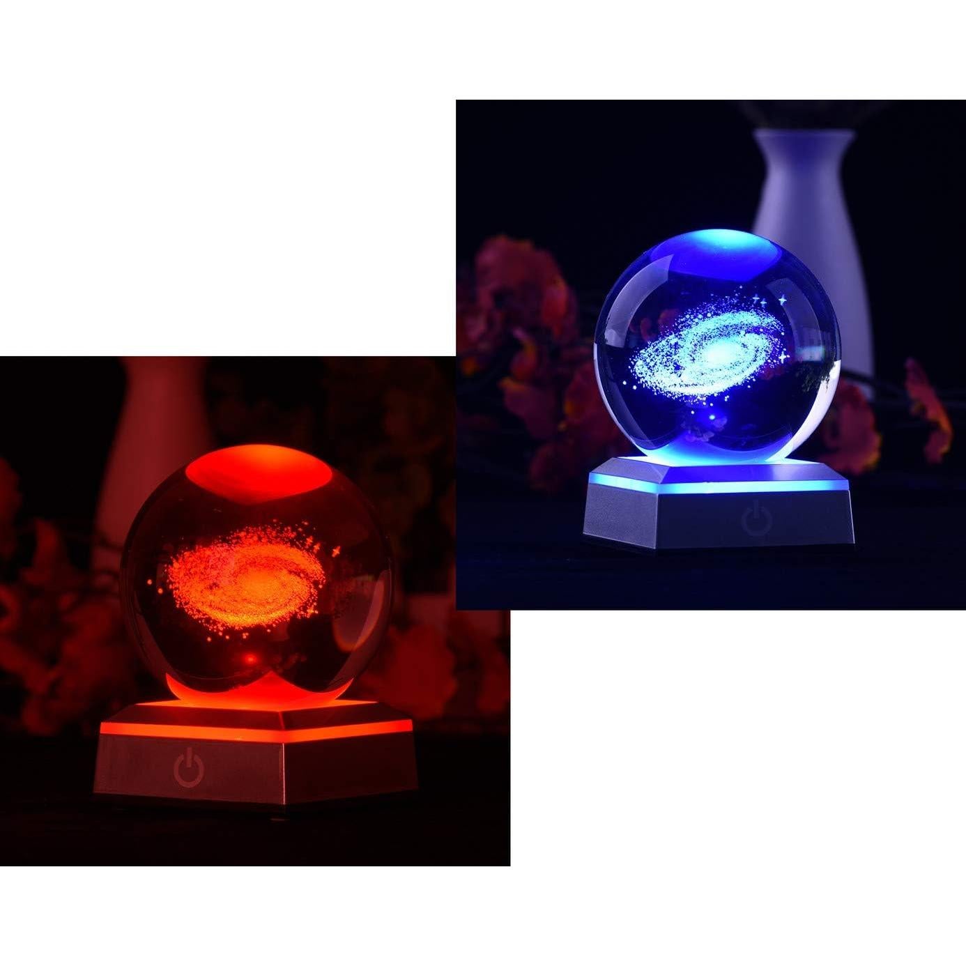 Bola de Cristal Galáctica 80mm Aircee con Base LED 6 Colores